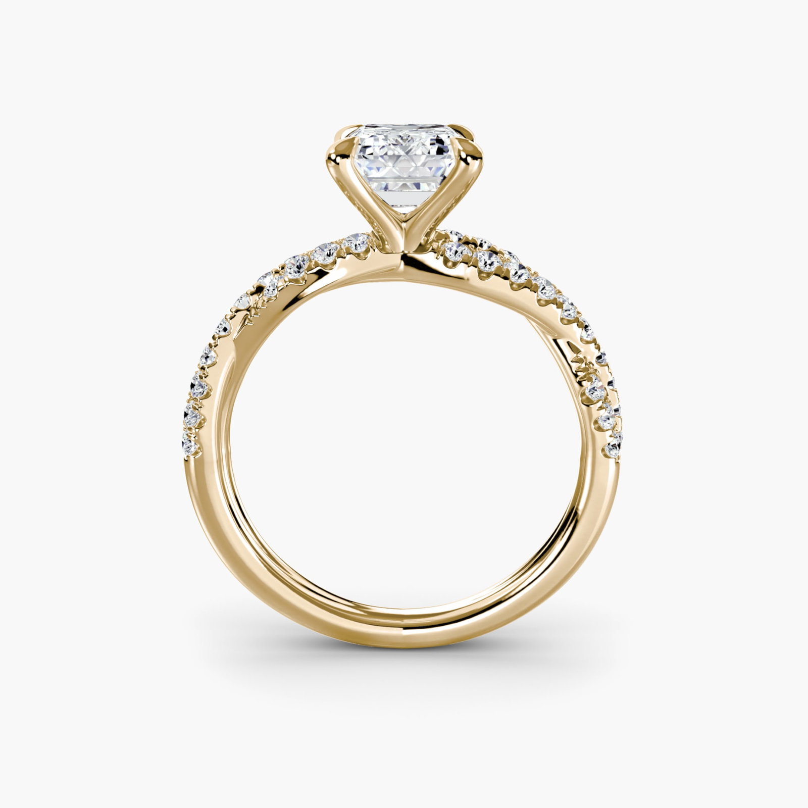 Pave Emerald 14Kt Yellow Gold Ring Setting: Pave Emerald 14Kt Yellow Gold Ring Setting Pave Emerald Ring Setting in 14Kt Yellow Gold - A stunning setting featuring 34 pave stones, totaling 0.28 carats, atop a broad band with a width of 2.2mm.