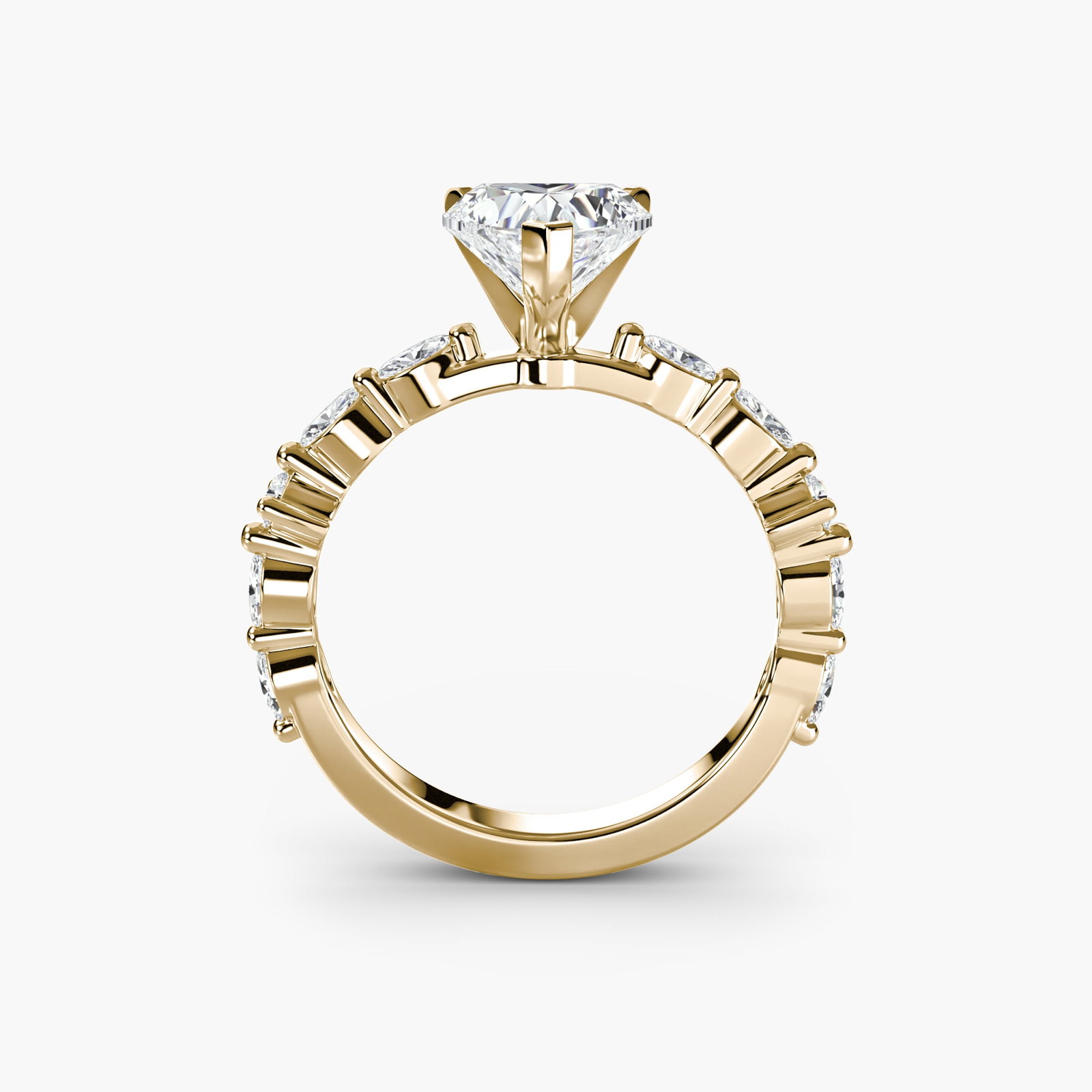 Pave Heart 18Kt Yellow Gold Ring Setting (1 of 5)