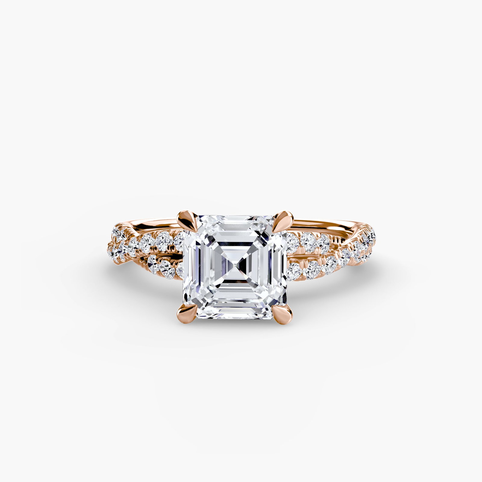Pave Asscher 950 Platinum Ring Setting - 2