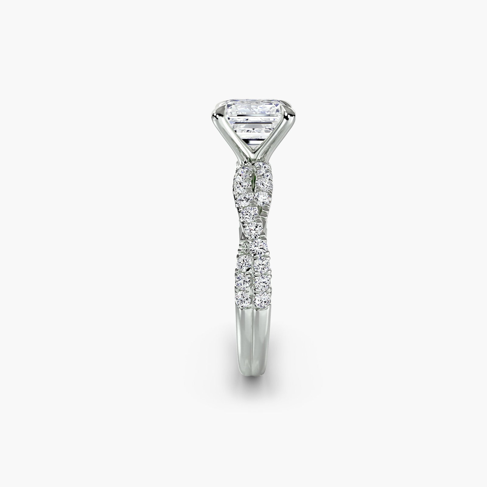 Pave Asscher 950 Platinum Ring Setting - 3