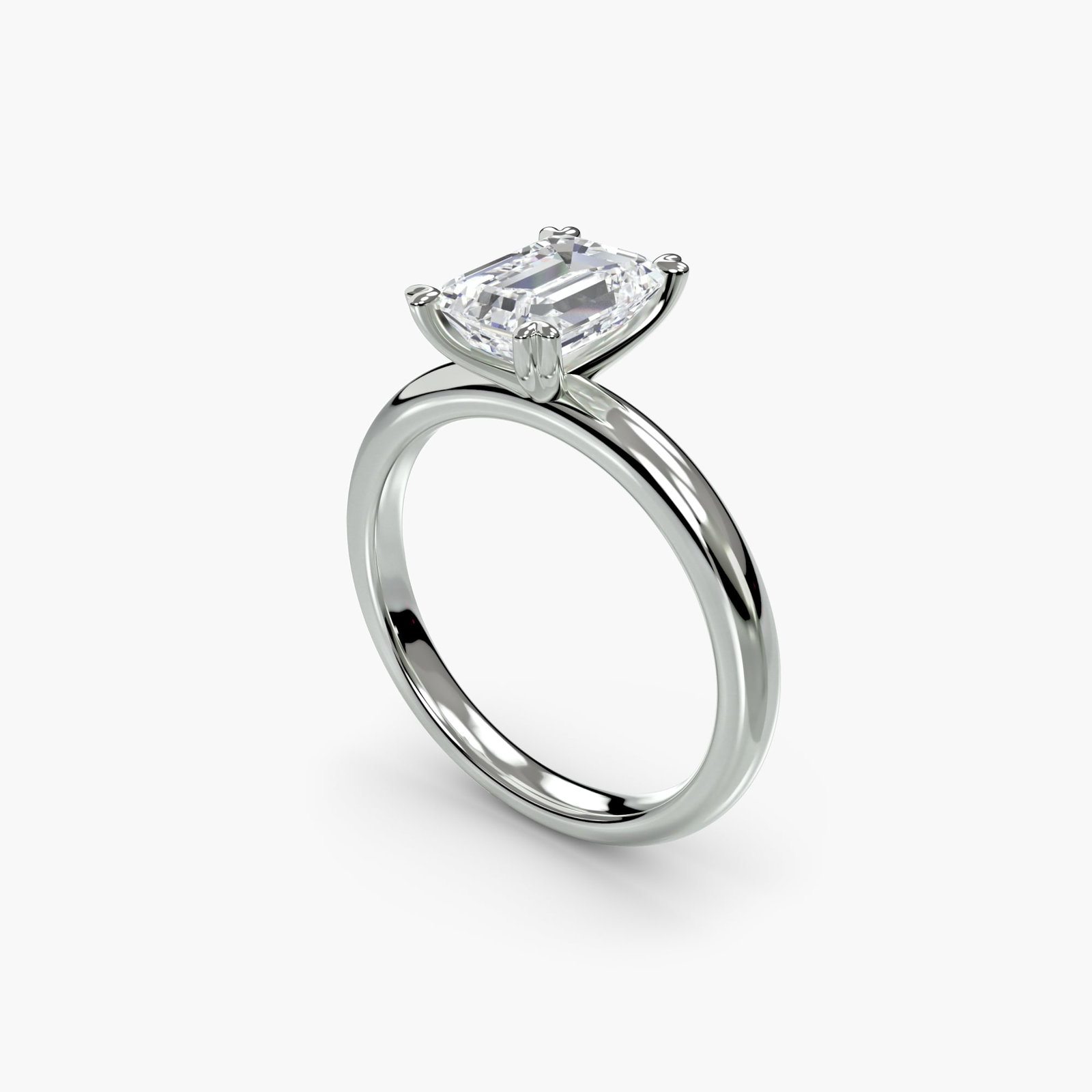 Solitaire Emerald 950 Platinum Ring Setting - 5
