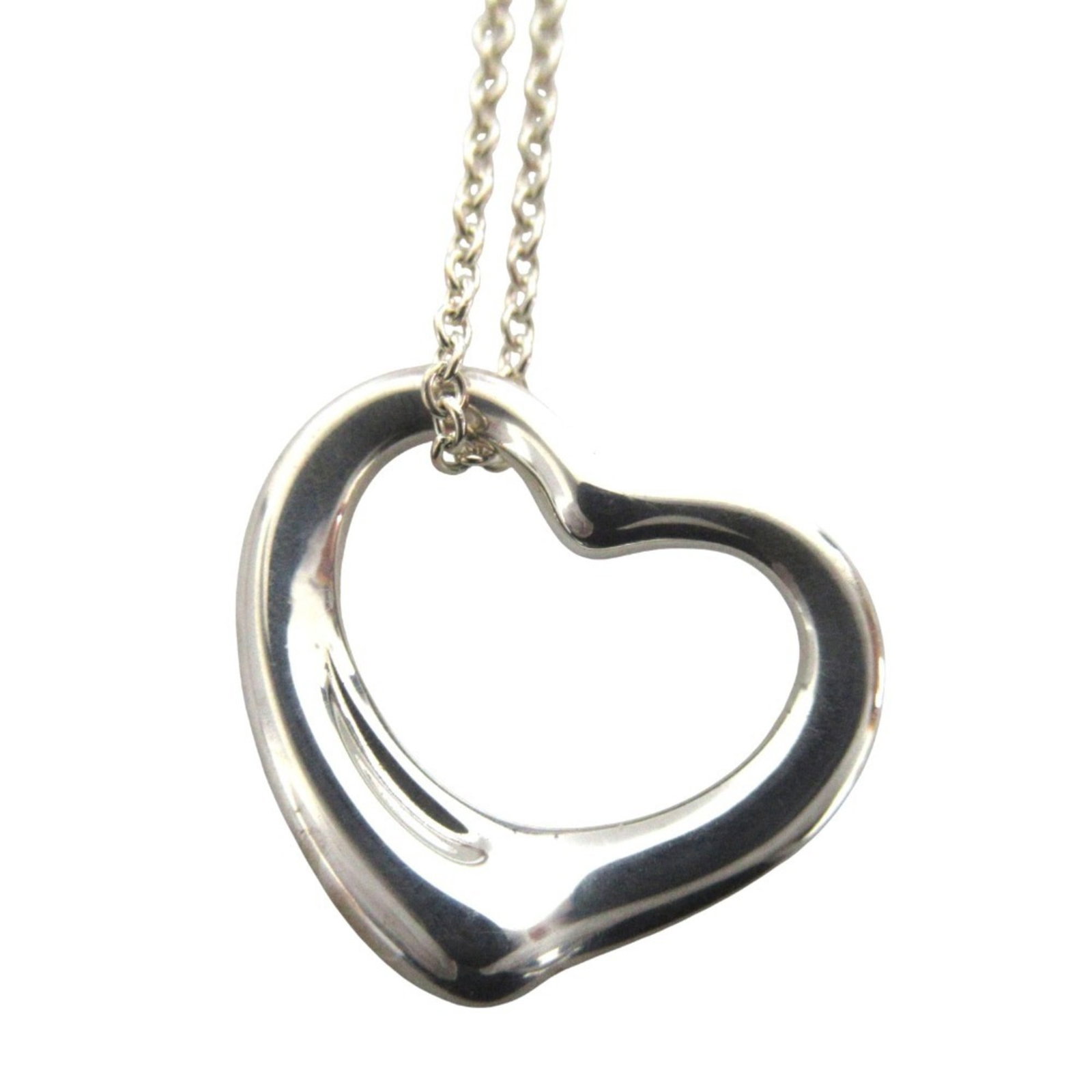 Tiffany & Co. Open Heart Necklace Pendant 925 Sterling Silver Women'S (1 of 5)