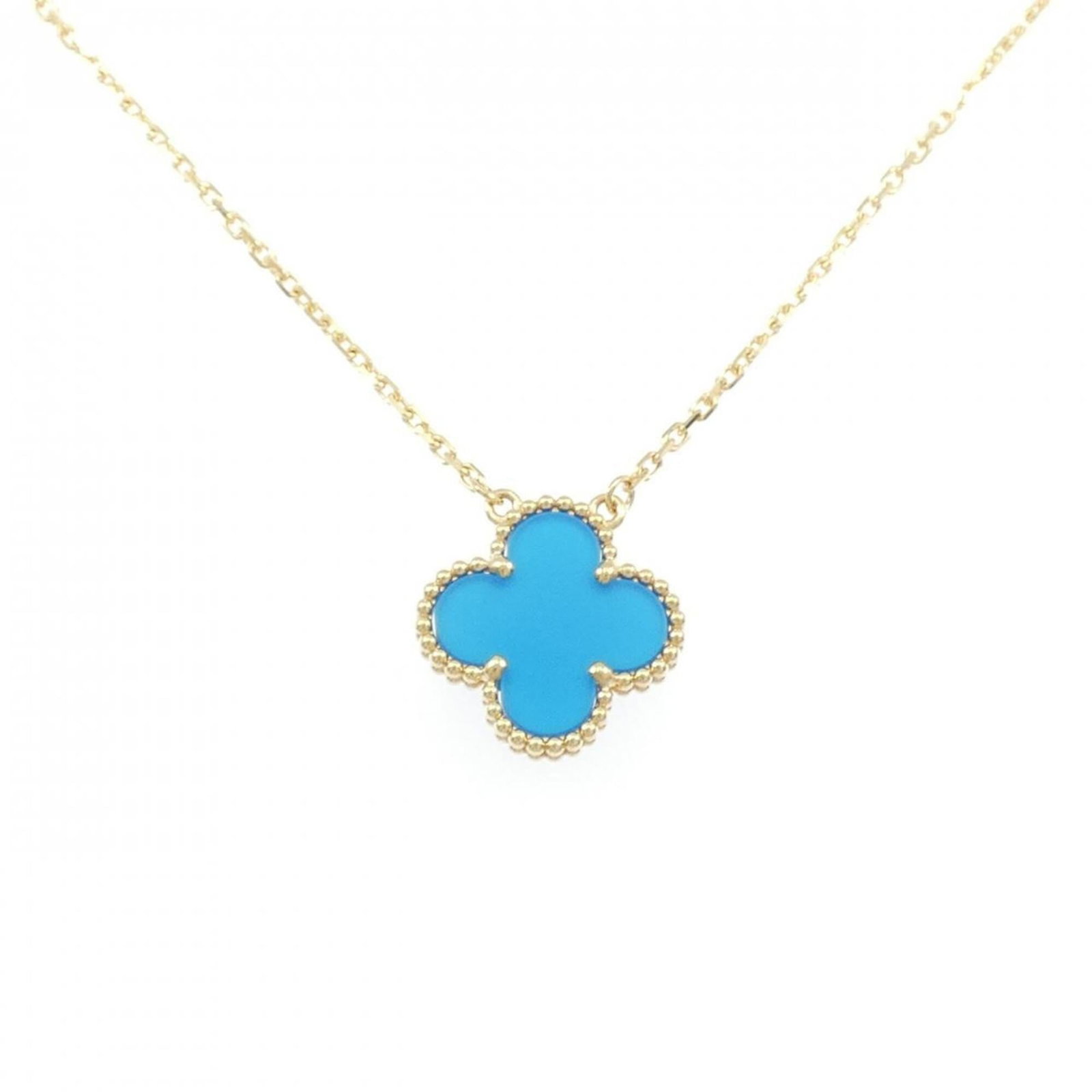 Vintage Alhambra Van Cleef Necklace: Vintage Alhambra Van Cleef Necklace Yellow Gold (18K) Alhambra Van Cleef & Arpels Necklace, featuring a pendant with a 14.8mm x 14.8mm size, available in a range of neck circumferences from 37 cm to
