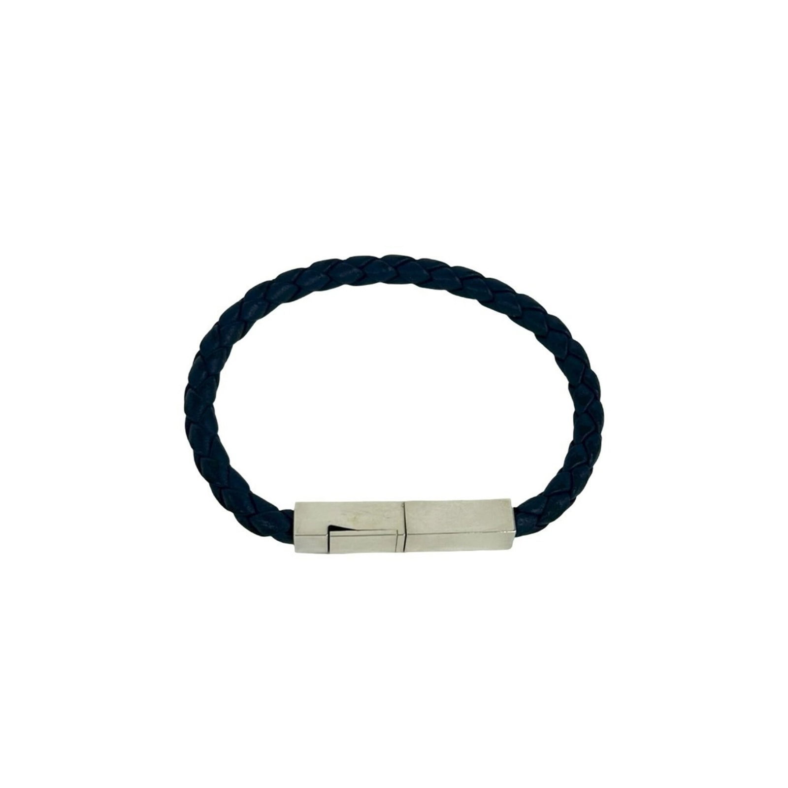 Charm Leather Silver Bracelet 925 Bottega Veneta: Charm Leather Silver Bracelet 925 Bottega Veneta Charm Leather Silver Bracelet 925 Bottega Veneta - A classic charm bracelet in navy and silver, made from high-quality leather and sterling silver. The