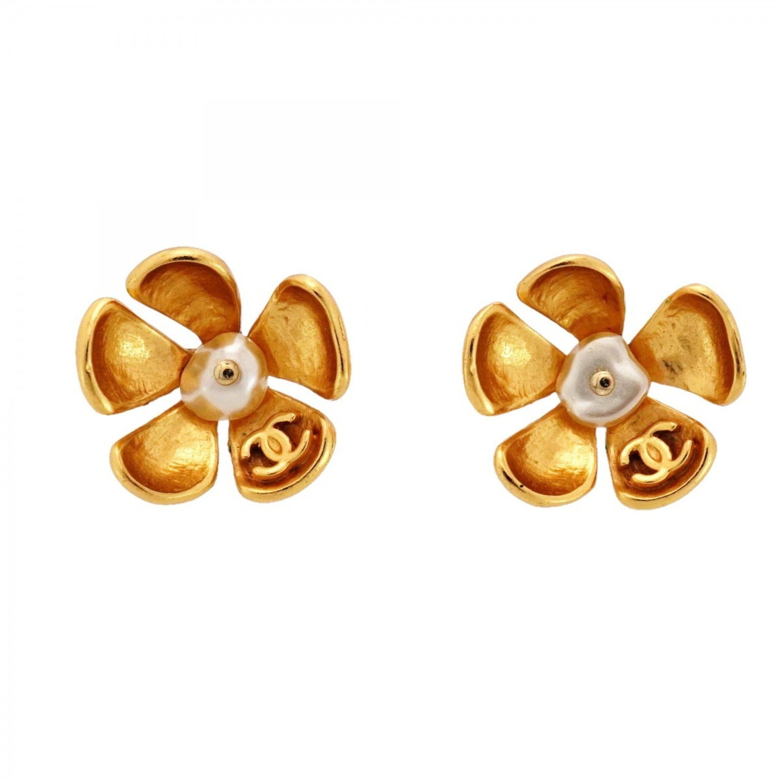 Chanel Stud Earrings Gold Plating: Chanel Stud Earrings Gold Plating Gold Plated Chanel Stud Earrings with Distinctive Details. These gold plated stud earrings showcase the iconic design of Chanel, featuring a classic style that exudes