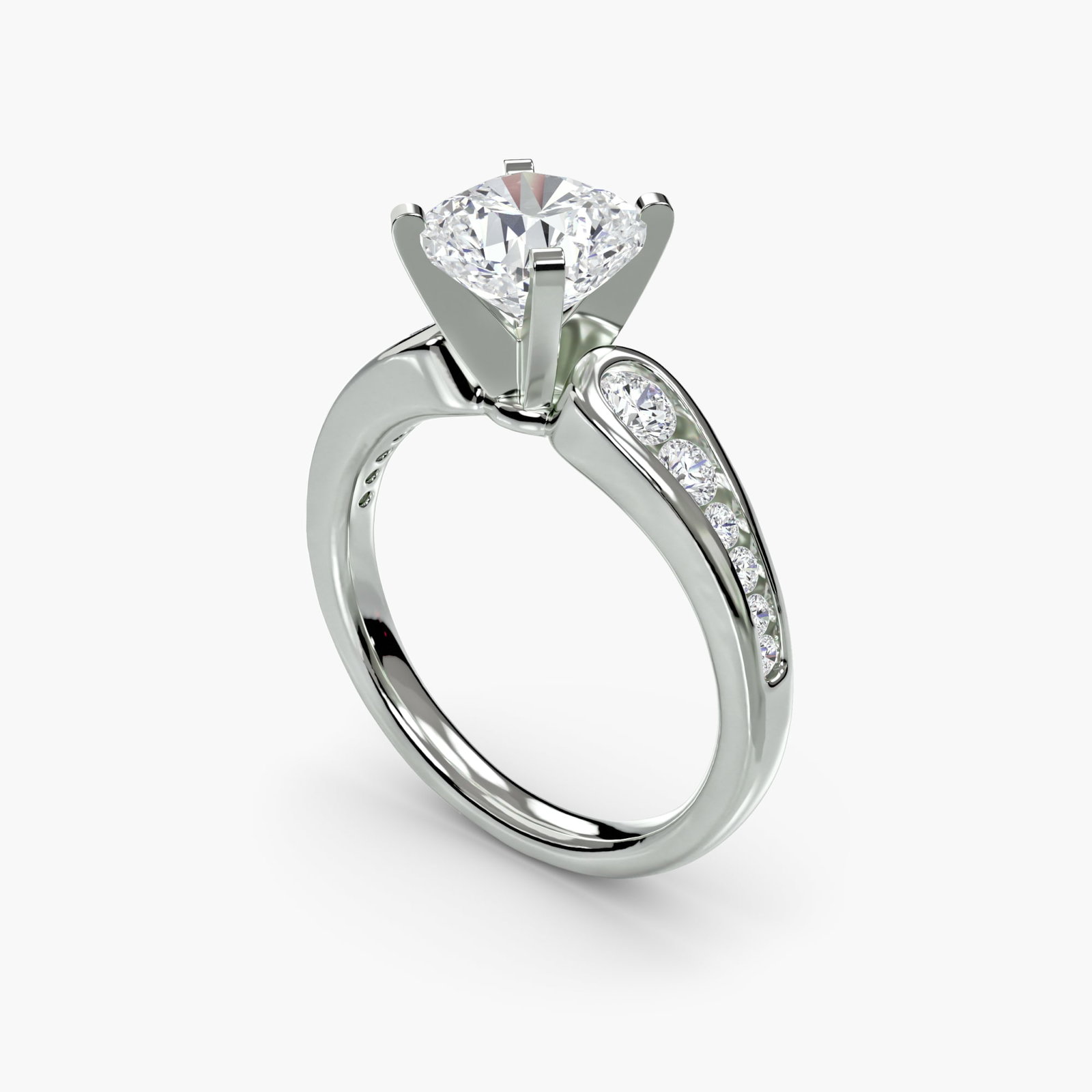Pave Cushion 950 Platinum Ring Setting - 5
