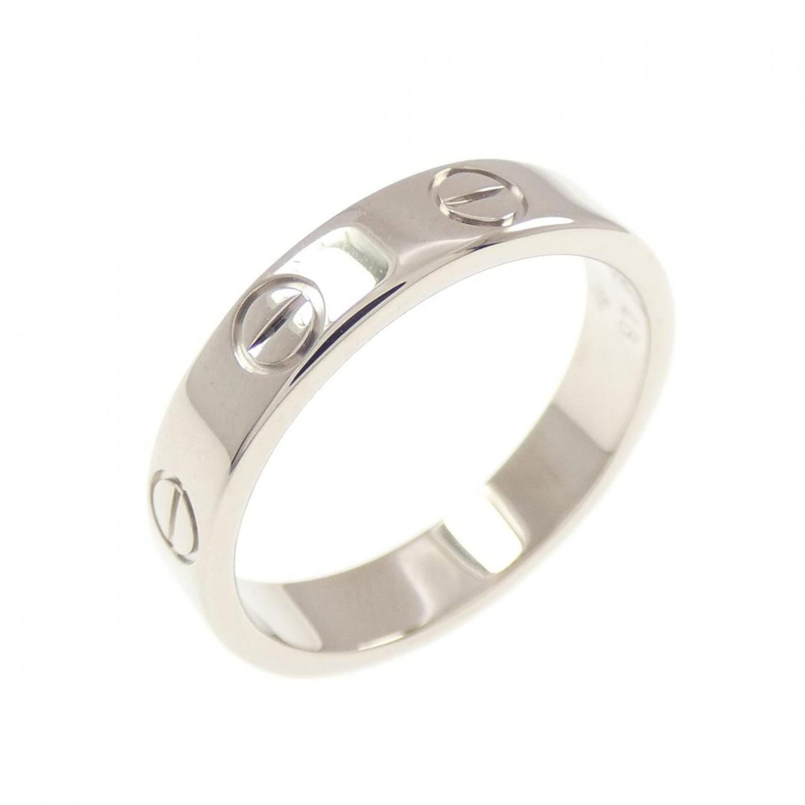 White Gold Cartier Band Ring 18K: White Gold Cartier Band Ring 18K 18K White Gold Cartier Band Ring for Women - A Pre-Owned Luxury Accessory. This used band ring features the iconic Cartier brand and boasts a durable 18K white gold