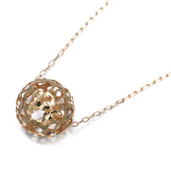 Openwork Heart Ball Bead Necklace 18K 750 Yellow Gold: Openwork Heart Ball Bead Necklace 18K 750 Yellow Gold 18k yellow gold necklace featuring an openwork heart ball bead pendant, crafted from high-quality metal. The delicate design showcases the beauty