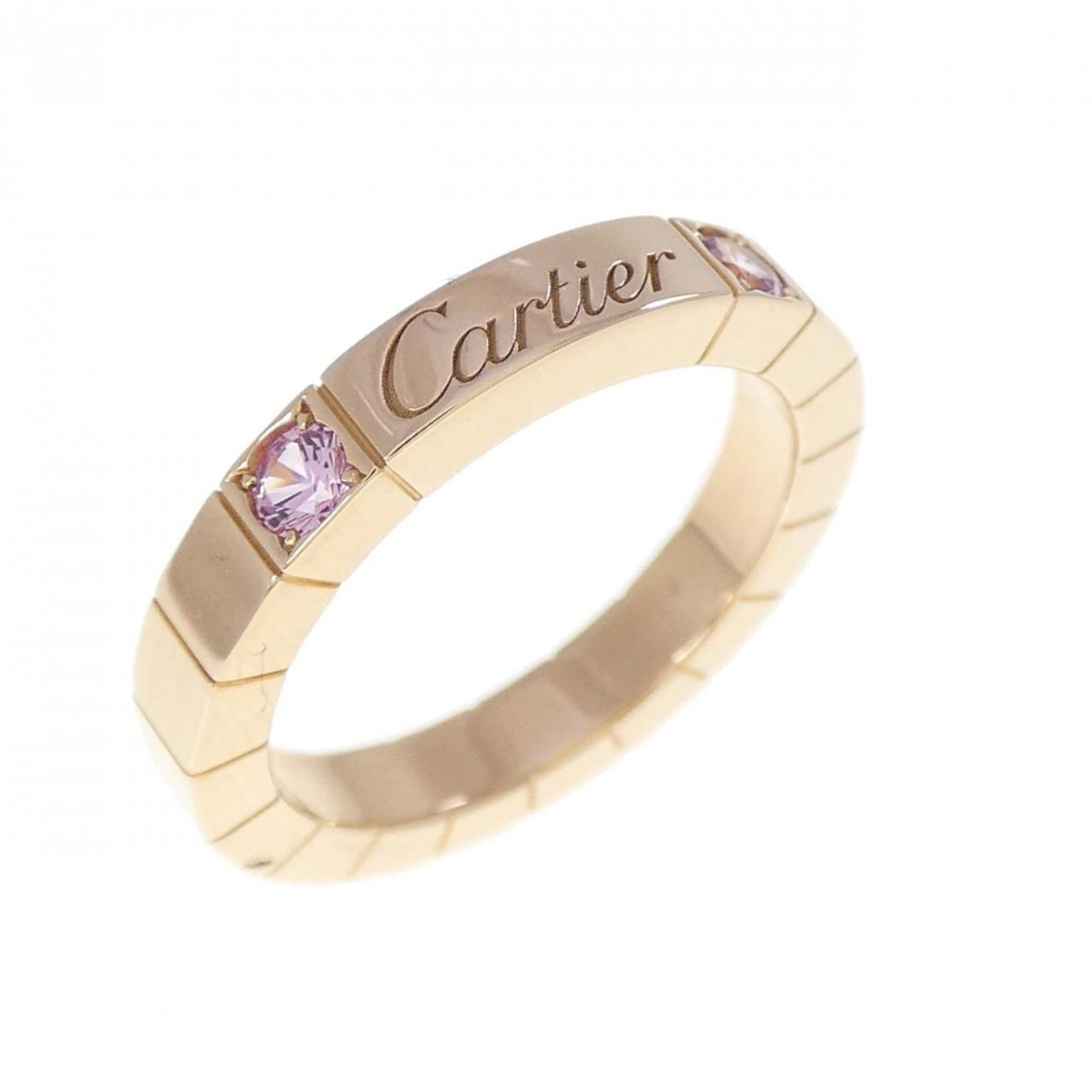 Pink gold 18k ring band from Cartier: Pink gold 18k ring band from Cartier 18k pink gold Cartier band ring features a sapphire stone, showcasing the luxury brand's signature style. The ring has been well-cared for and shows only minor sig
