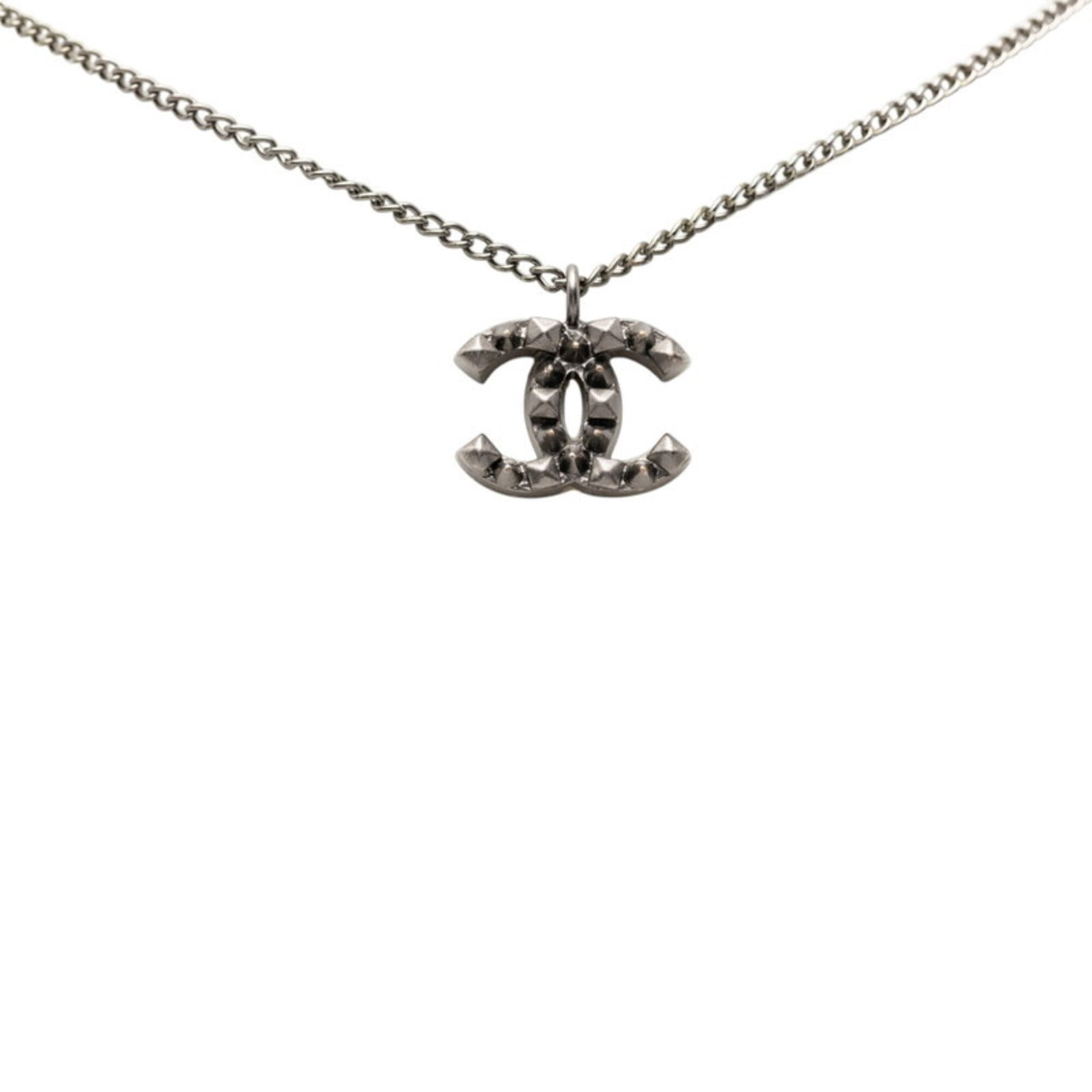 Coco Stud Mark Chanel Necklace Black Women'S Pendant Metal (1 of 5)