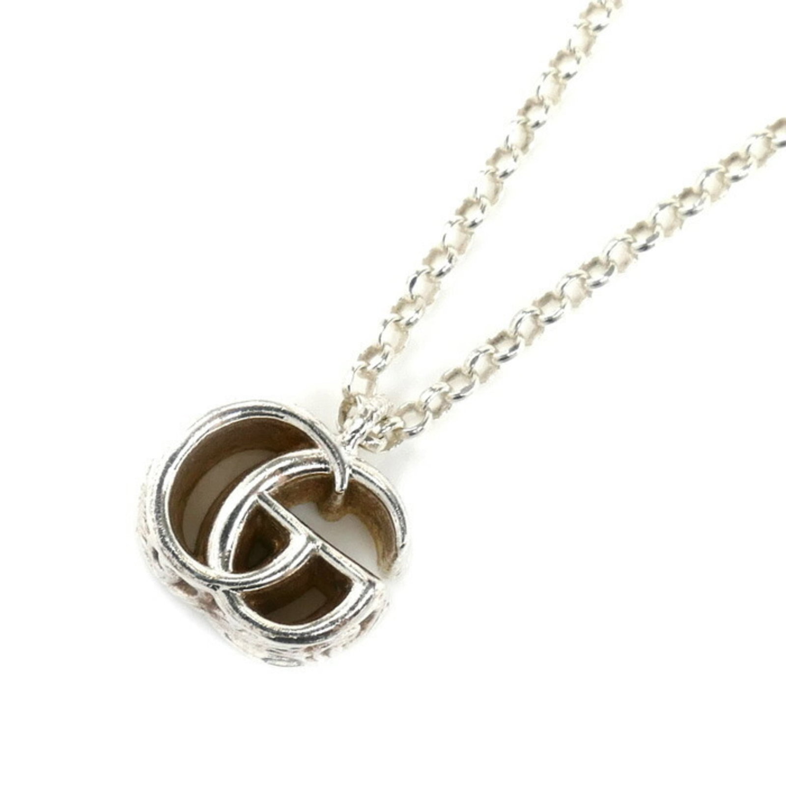 Gucci Silver 925 Double G Necklace 770724 J8400 8106 5.4G 39/ 44Cm Women'S (1 of 6)
