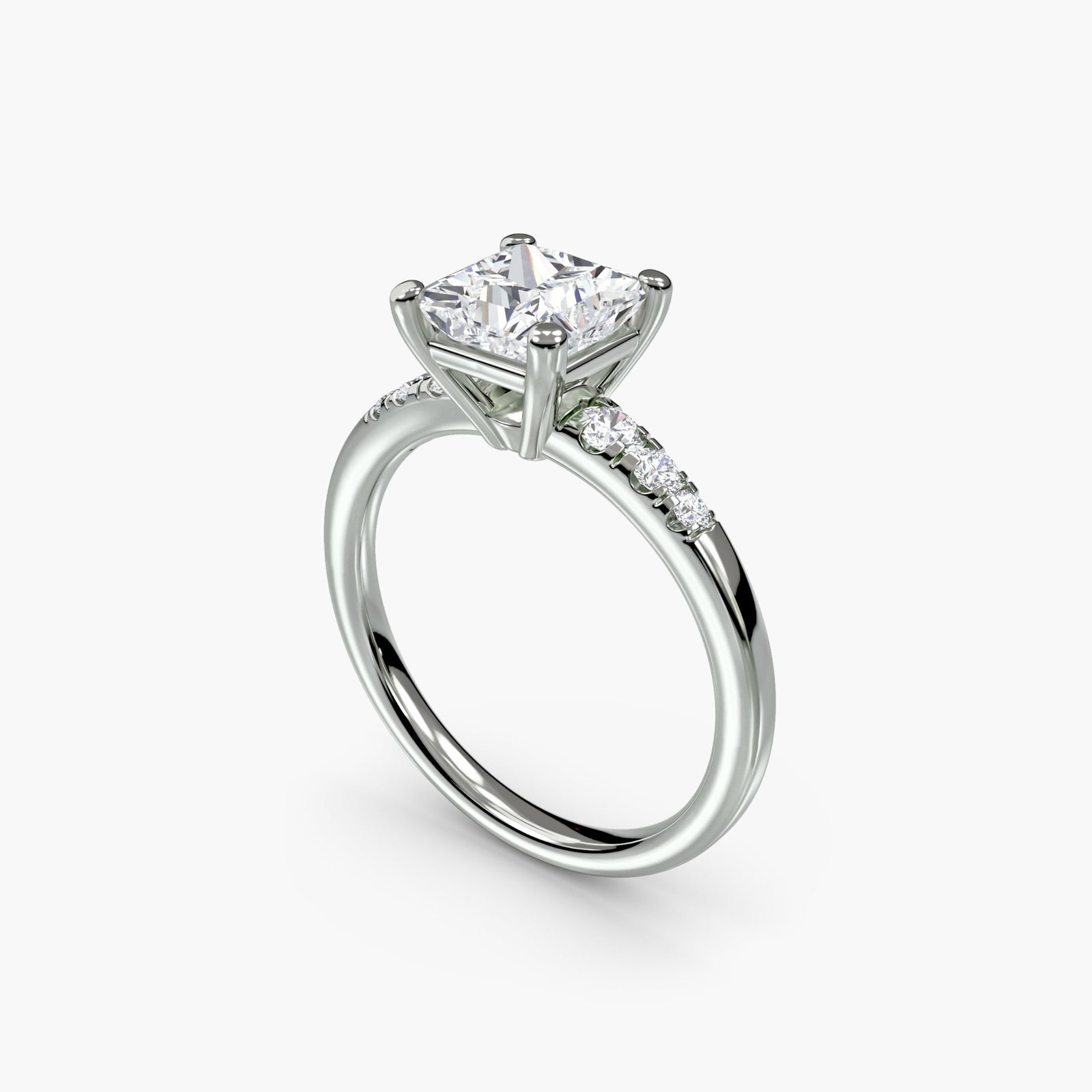Solitaire Princess 950 Platinum Ring Setting - 5