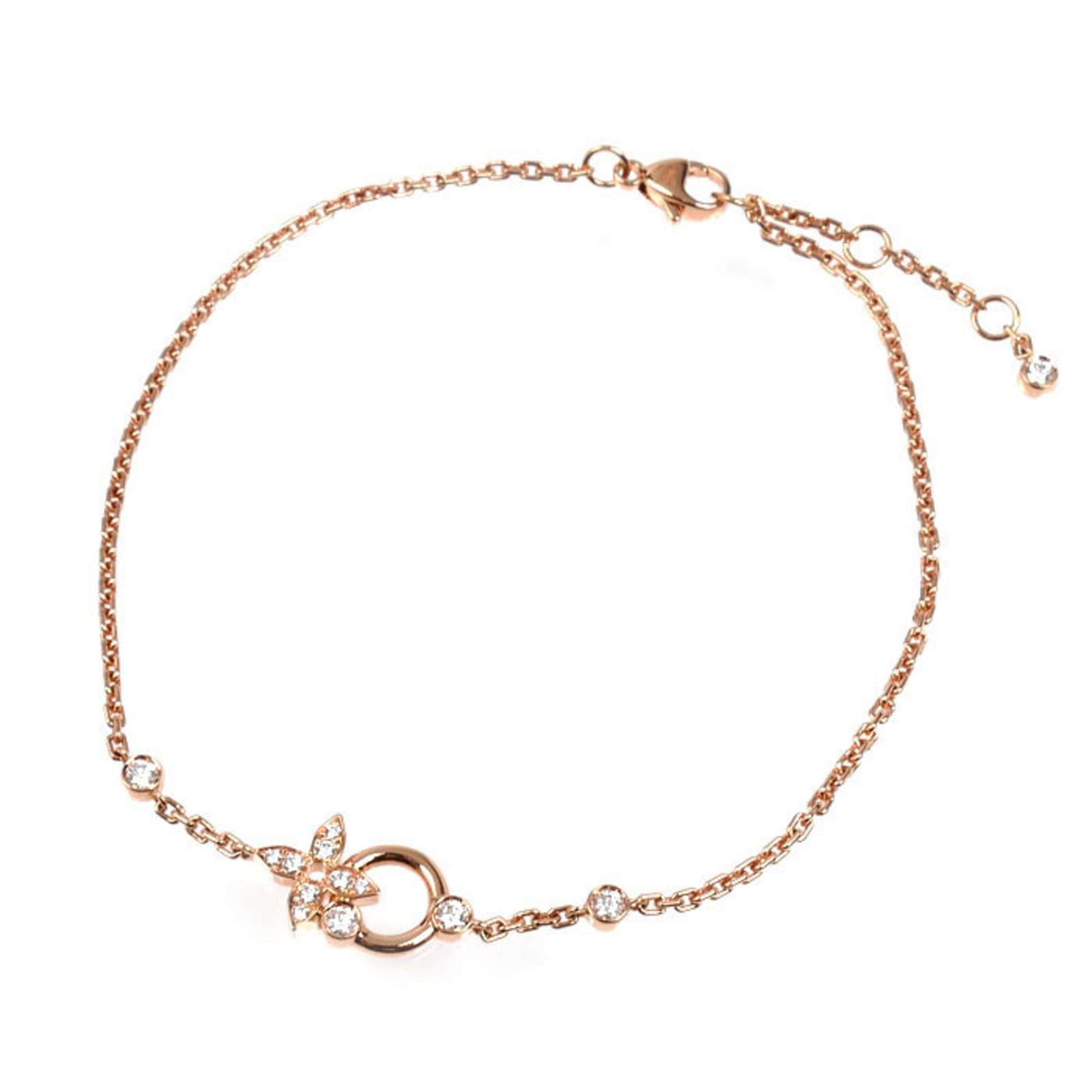 Louis Vuitton Pink Gold 18k Charm Bracelet: Louis Vuitton Pink Gold 18k Charm Bracelet Pink Gold 18k Charm Bracelet from Louis Vuitton, featuring diamond accents and a durable pink gold construction. The bracelet measures 19cm - 21cm in