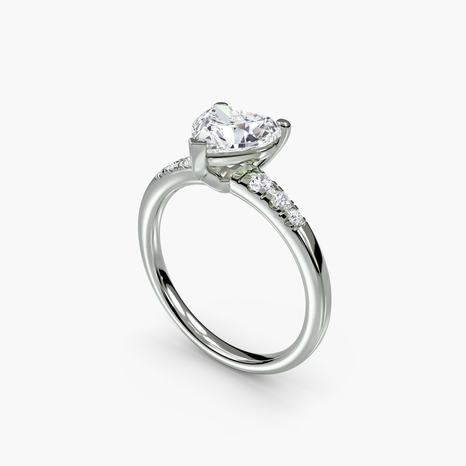 Solitaire Heart 950 Platinum Ring Setting - 5