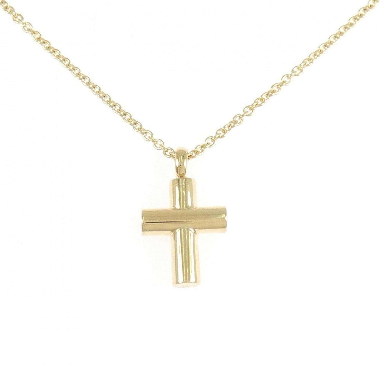 Bvlgari Latin Cross Necklace: Bvlgari Latin Cross Necklace Yellow gold (18K) Bvlgari Latin Cross Necklace, 40 cm / 15.74'' in length, featuring a 22.7mm x 13.6mm pendant with a few traces of usage and some scratches/dirt visible, 