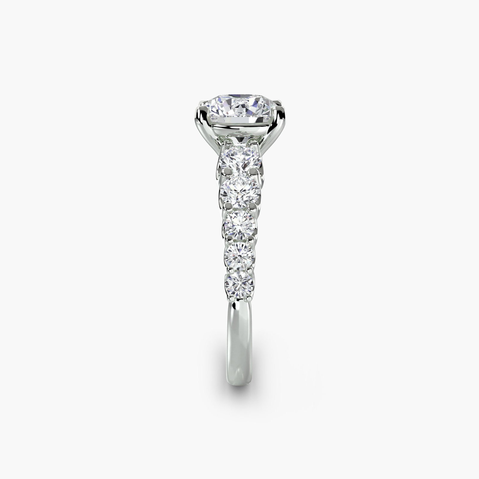 Side Stone Round 950 Platinum Ring Setting - 3