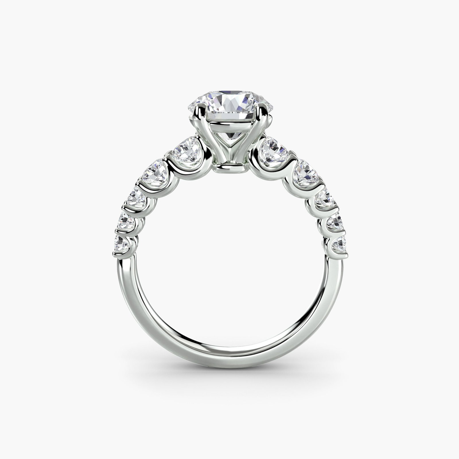 Side Stone Round 950 Platinum Ring Setting - 4