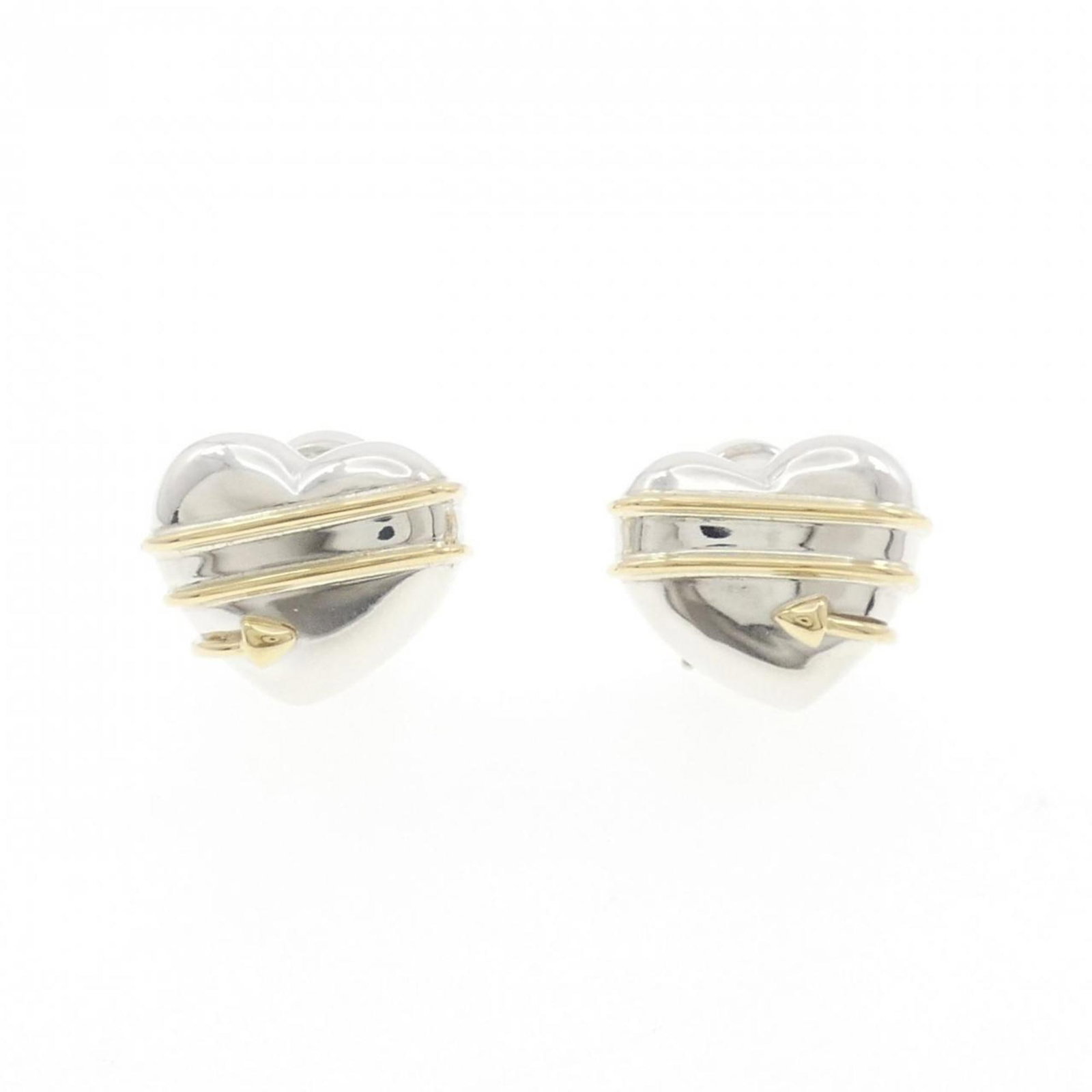 Tiffany Stud Earrings Silver 925 Yellow Gold (18K): Tiffany Stud Earrings Silver 925 Yellow Gold (18K) Silver and yellow gold stud earrings from Tiffany, crafted with 925 silver and 18K yellow gold. Measuring 12.90mm x 15.60mm, these understated