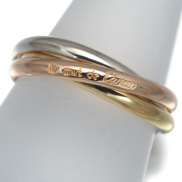 Cartier Ring Trinity 3Color Xs Eu49 18K 750 Yellow White Rose Gold: Cartier Ring Trinity 3Color Xs Eu49 18K 750 Yellow White Rose Gold 18k Yellow, White and Rose Gold Trinity Ring in EU49 Size. This Cartier ring showcases a unique multi-tone gold design with no main