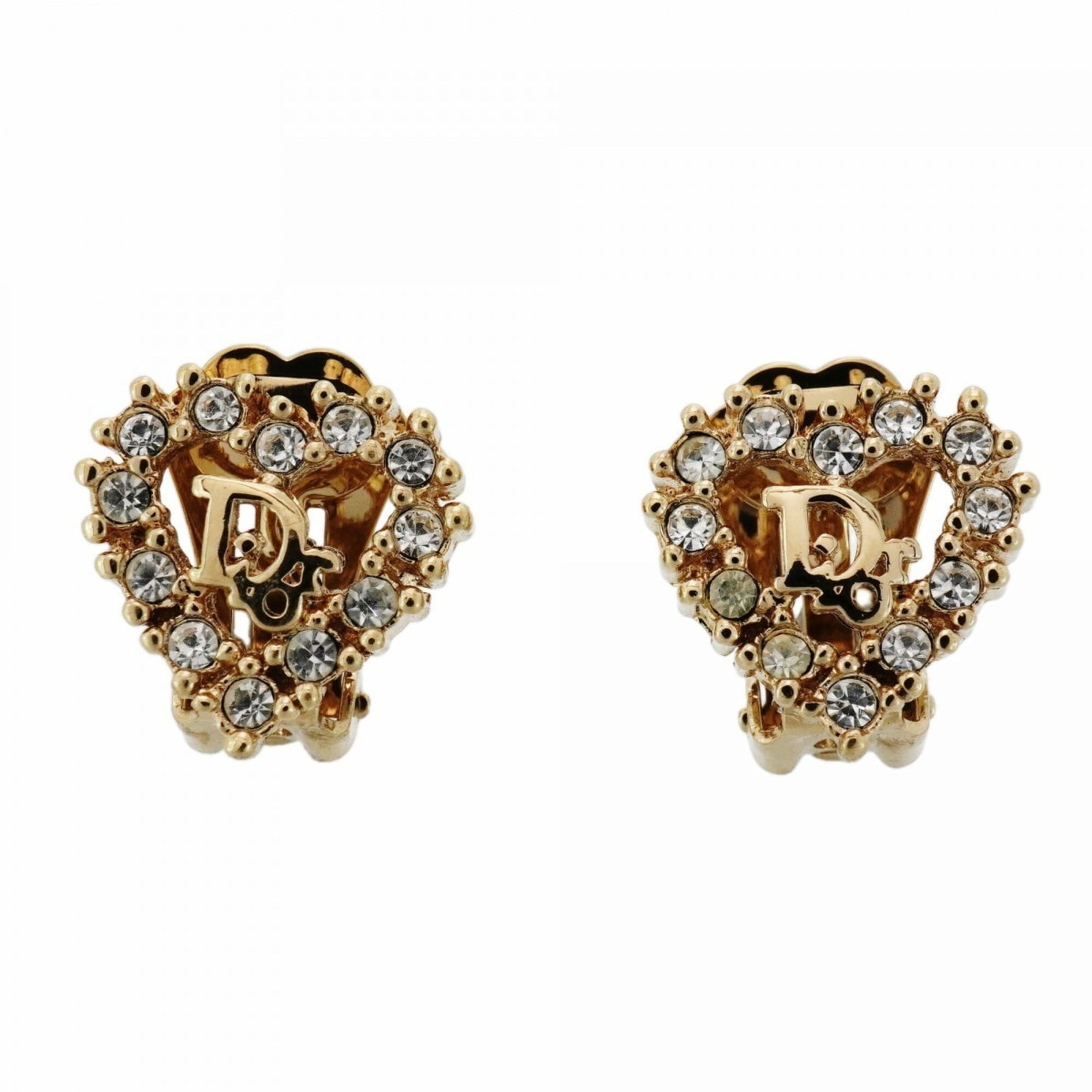 Christian Dior Clip Earrings Gold Plating Rhinestone: Christian Dior Clip Earrings Gold Plating Rhinestone Gold Plating Rhinestone Clip Earrings from Christian Dior feature intricate details and a touch of luxury. The earrings boast a gold plating