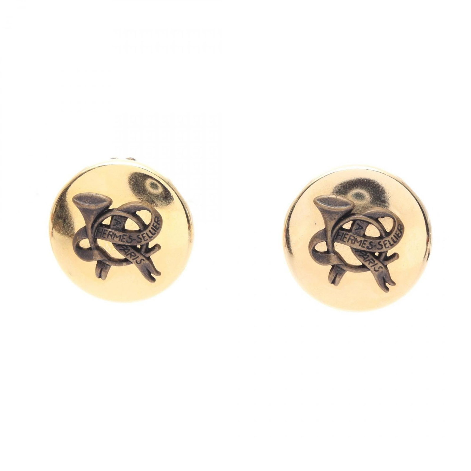 Hermes Clip Earrings Gold Plating: Hermes Clip Earrings Gold Plating Gold Plating Clip Earrings from Hermes, featuring a sleek and modern design with a subtle gold finish. The earrings are made from durable material and have a compact
