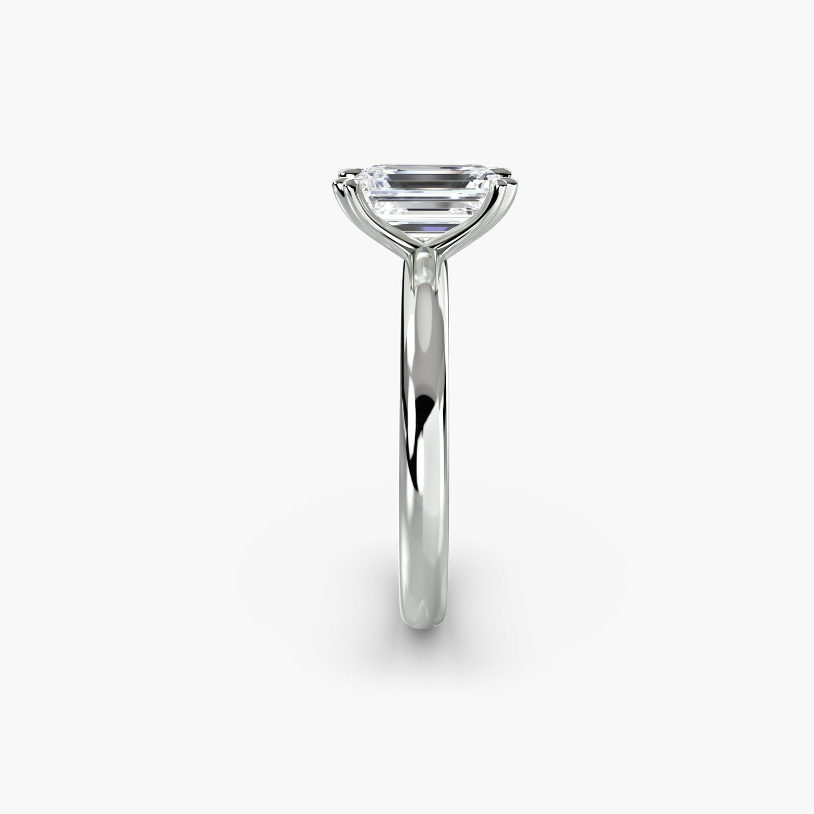 Solitaire Emerald 14Kt White Gold Ring Setting - 3