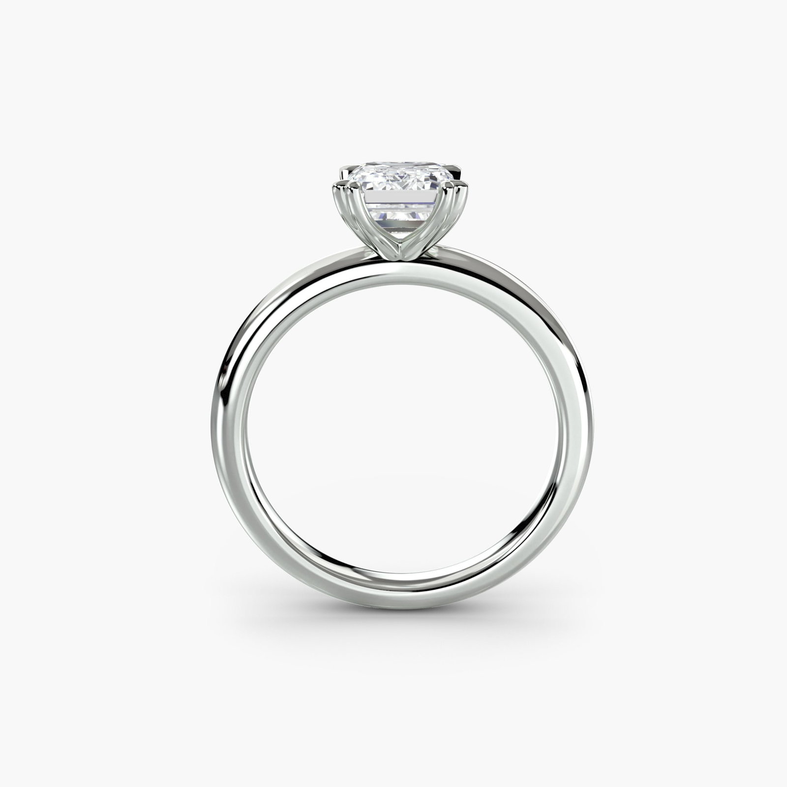 Solitaire Emerald 14Kt White Gold Ring Setting - 4