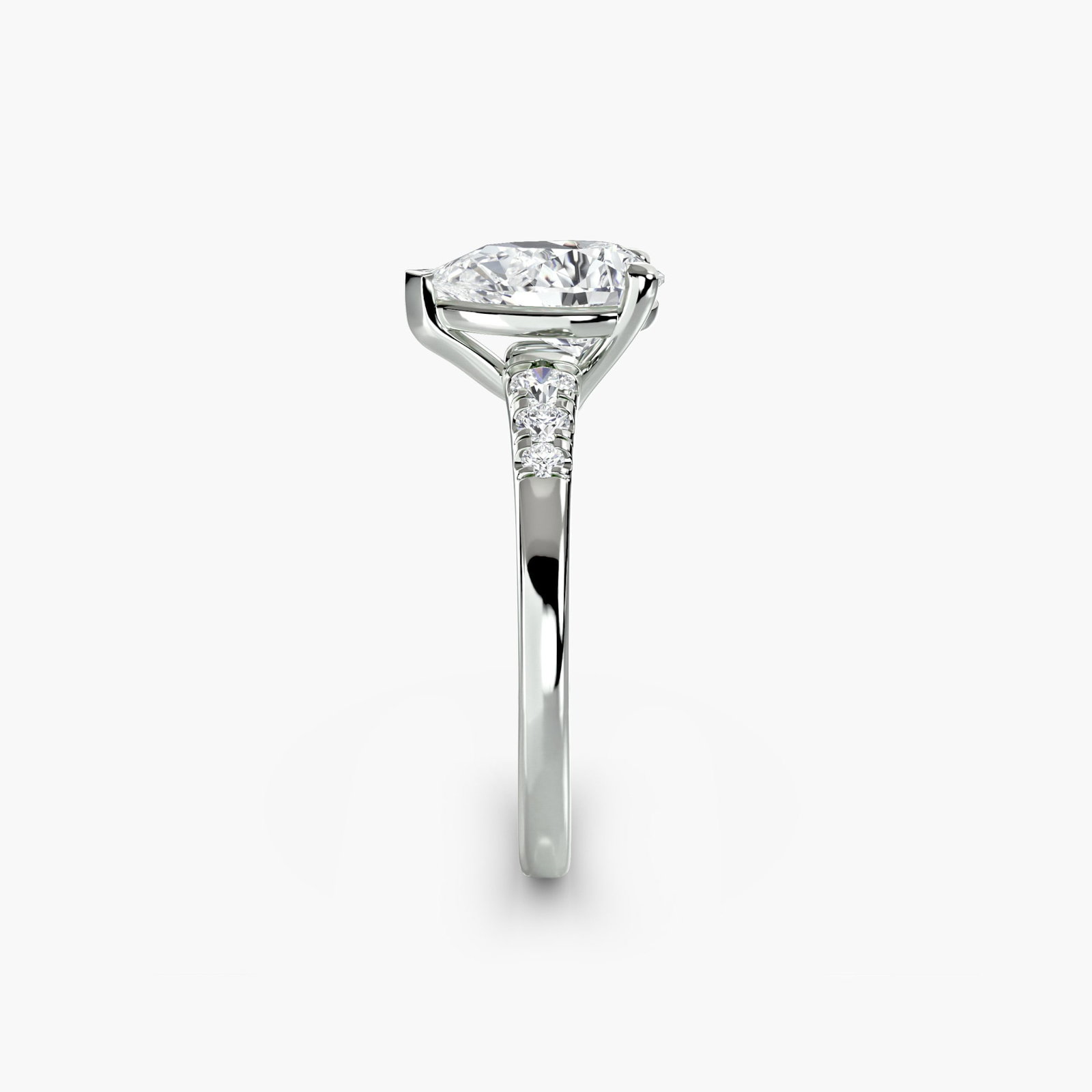 Solitaire Pear 18Kt White Gold Ring Setting - 3