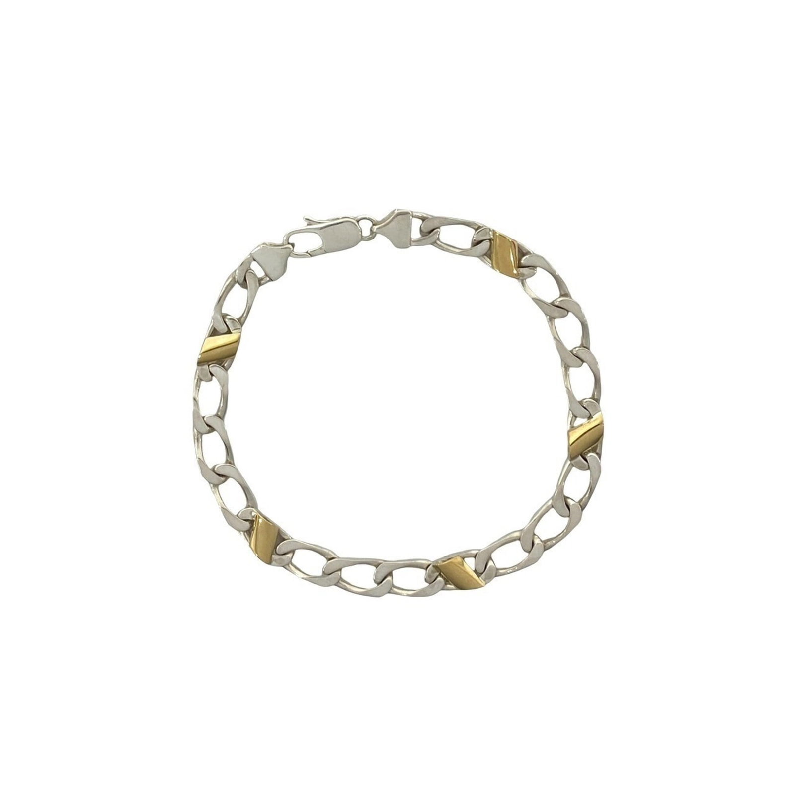 Tiffany charm bracelet gold 18K silver 925: Tiffany charm bracelet gold 18K silver 925 Gold 18K and Silver 925 charm bracelet from Tiffany, with visible traces of usage and minor scratches. The 19cm length offers a versatile fit for everyday we
