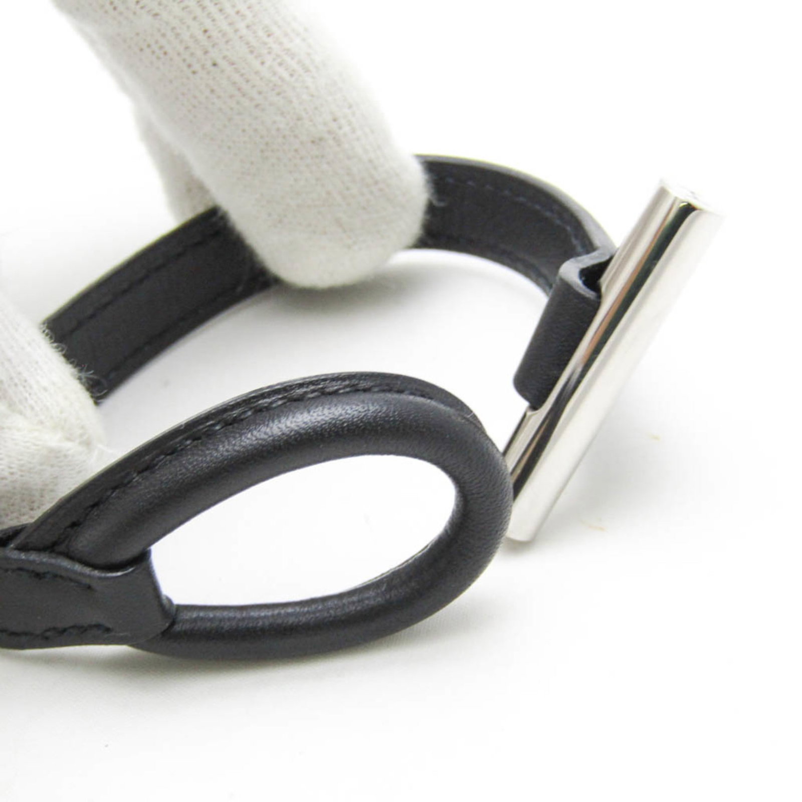 Metal leather bangle Hermes - 5