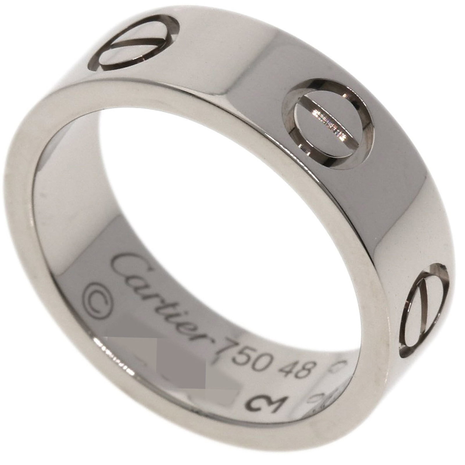 White Gold Cartier Band Ring 18K: White Gold Cartier Band Ring 18K 18K White Gold Cartier Band Ring for Women - Like New Condition. This beautiful band ring features white gold material and bears a signature, showcasing the