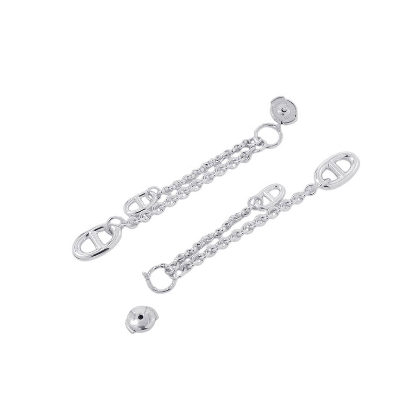 Hermes 925 Silver Earrings Stud - 3