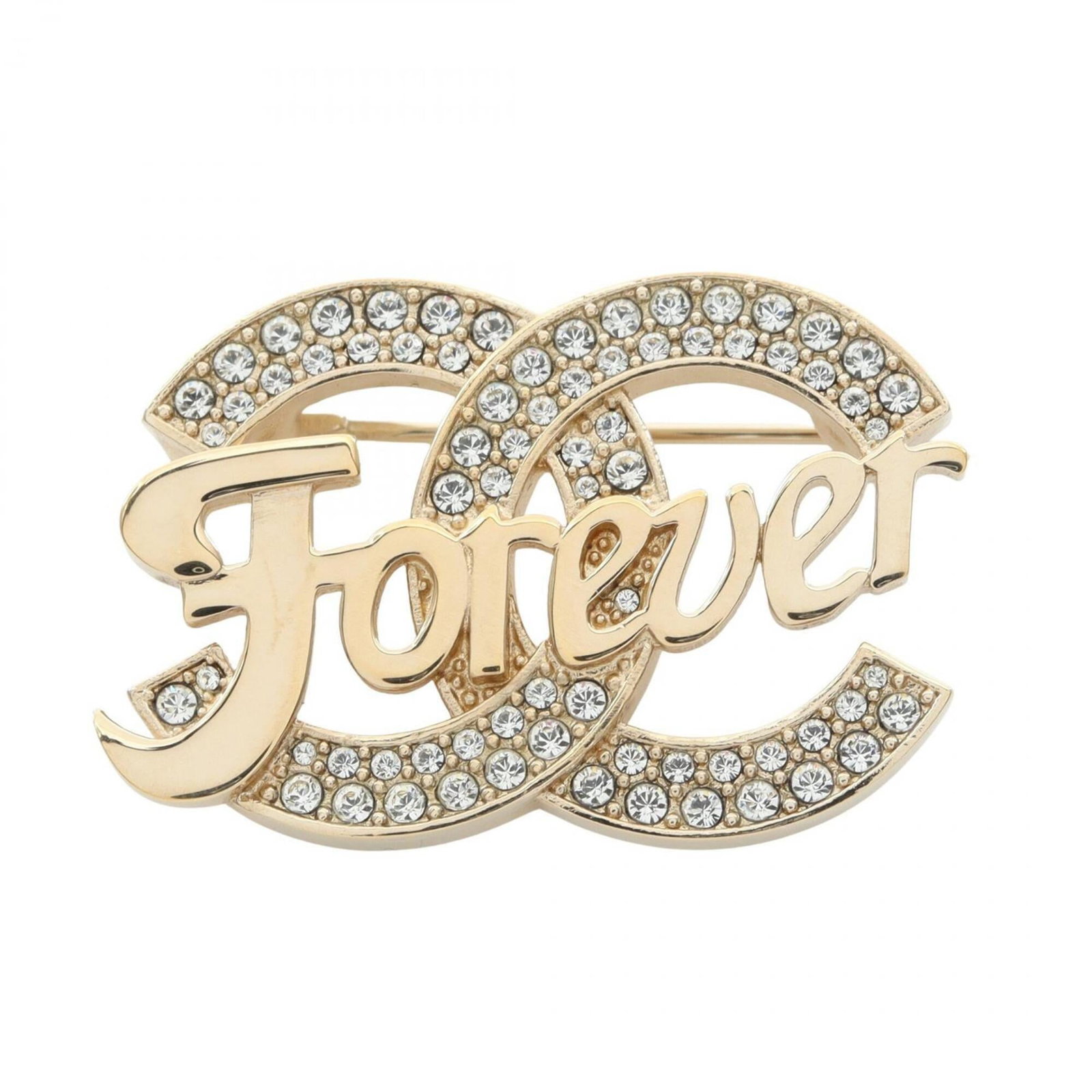 Chanel Brooch Gold Plating Rhinestone: Chanel Brooch Gold Plating Rhinestone Gold Plating Rhinestone Brooch from Chanel Features Clear and Gold Accents, with A Few Traces of Usage Showing. The Item Has Some Scratches/Dirt but Remains in
