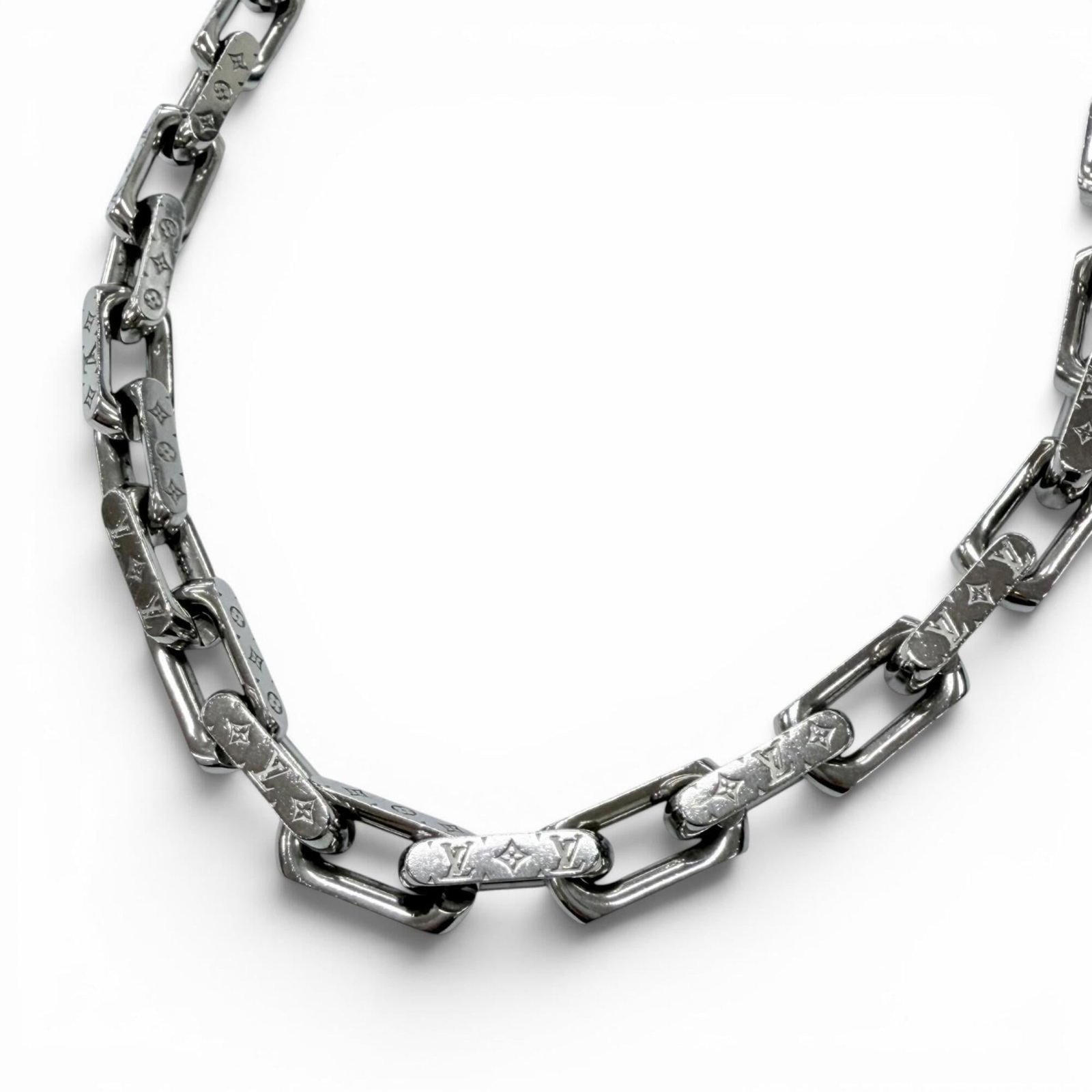 Louis Vuitton M00307 Collier Chain Monogram Necklace Silver Made In Italy 2022 Model Men'S With Box (1 of 6)