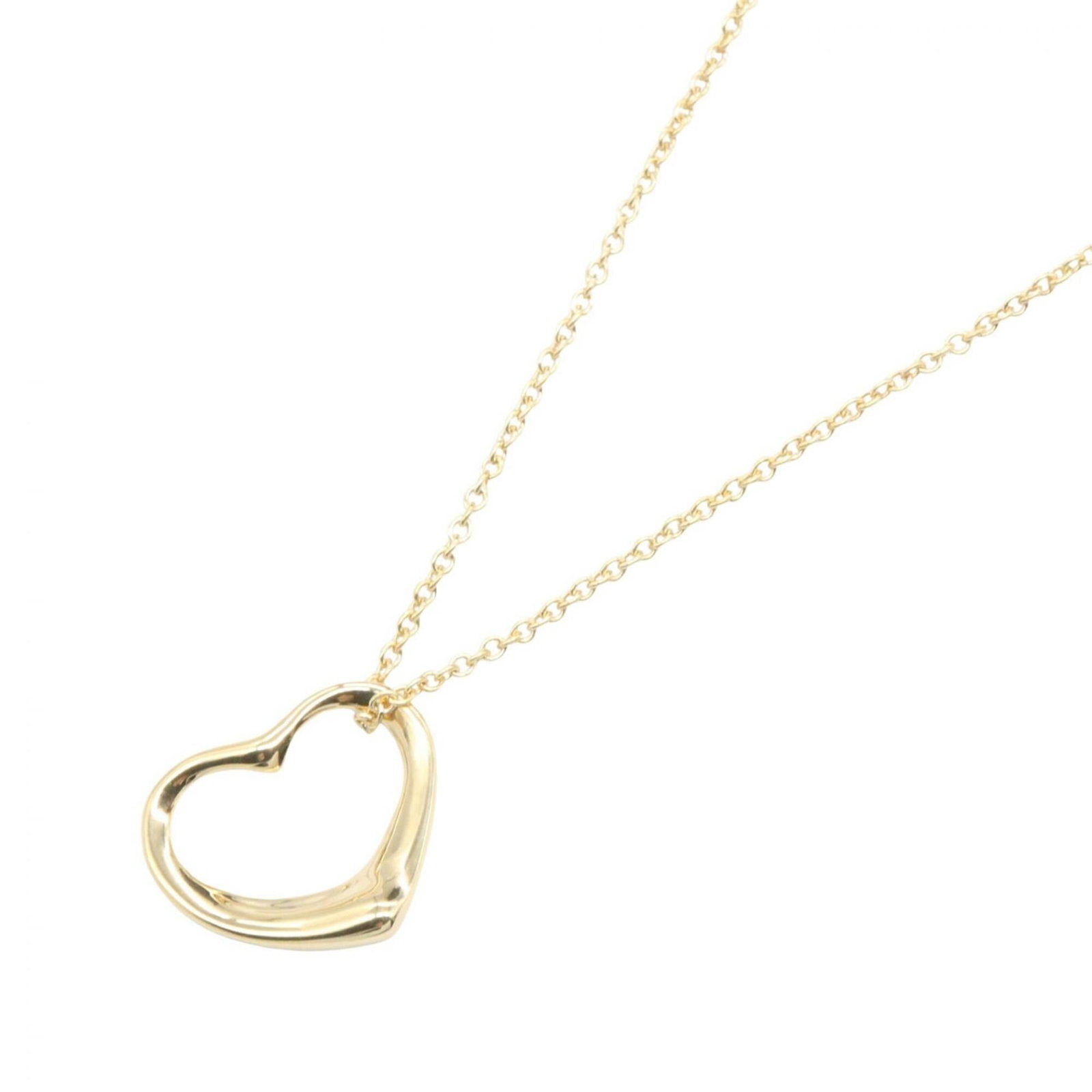 Tiffany & Co. Open Heart Necklace Small 18K (Yellow Gold) Women'S Gold Tone: Tiffany & Co. Open Heart Necklace Small 18K (Yellow Gold) Women'S Gold Tone Small 18K yellow gold Open Heart Necklace from Tiffany & Co. features a delicate 12mm x 14mm pendant suspended from a 40.5 c