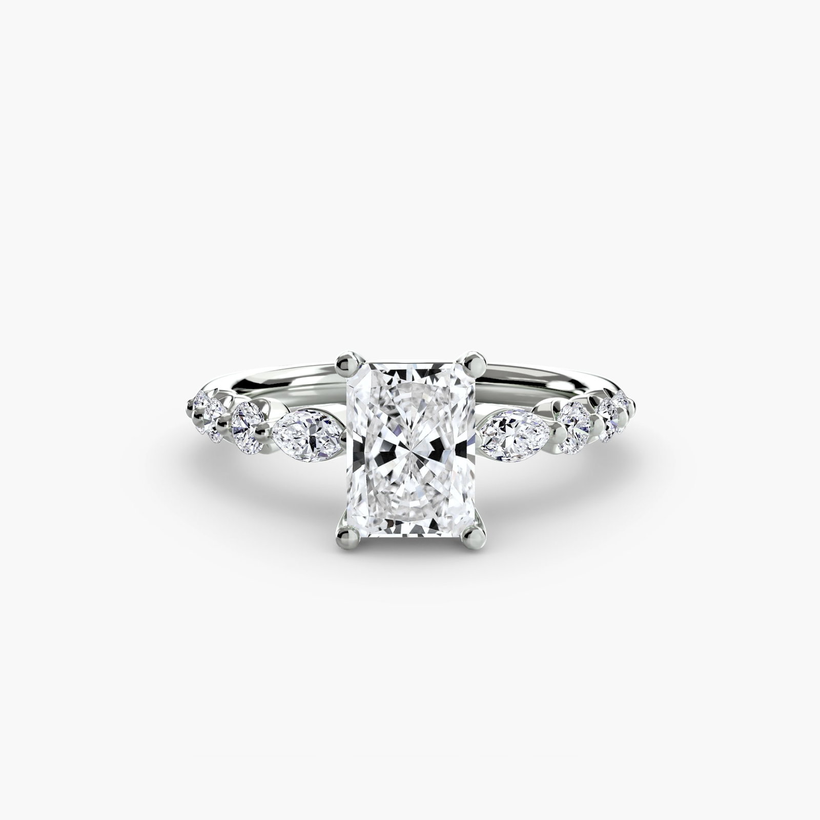 Pave Radiant 950 Platinum Ring Setting - 2