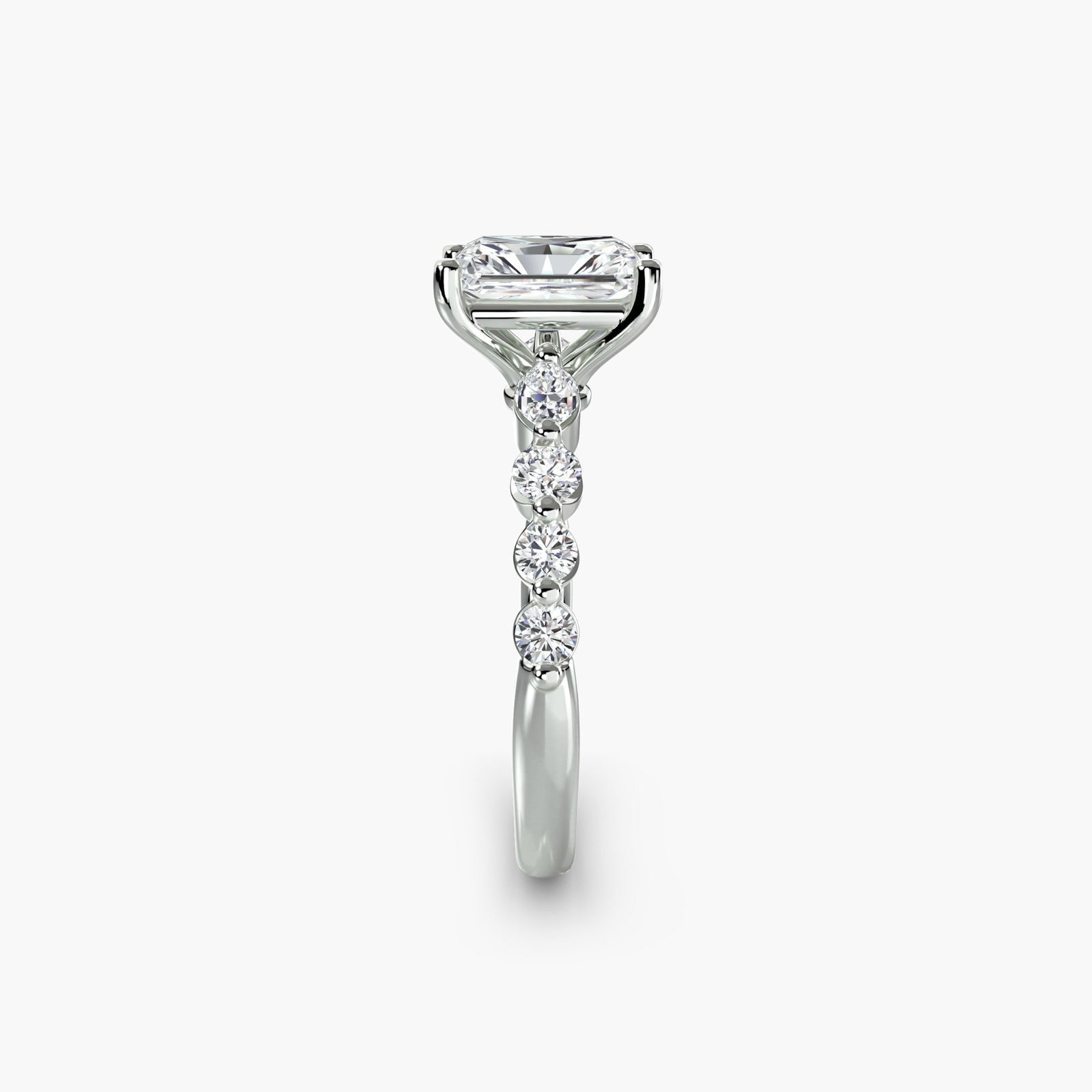 Pave Radiant 950 Platinum Ring Setting - 3