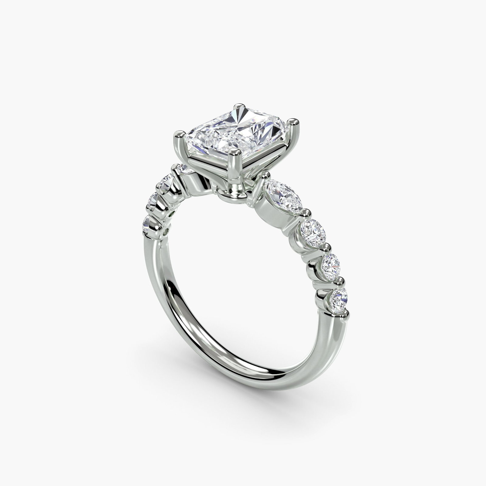 Pave Radiant 950 Platinum Ring Setting - 5