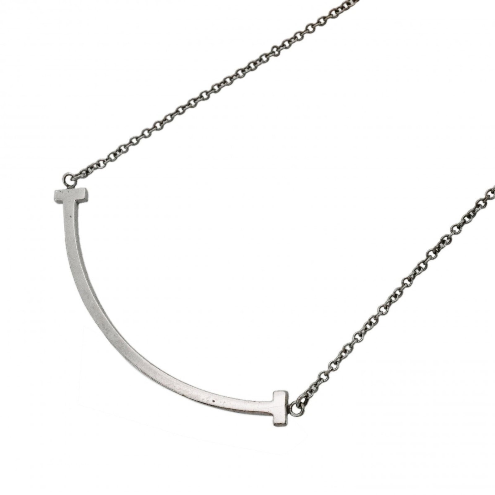 Tiffany and Co T Smile Small Necklace 18k White Gold Women's (1 of 6)
