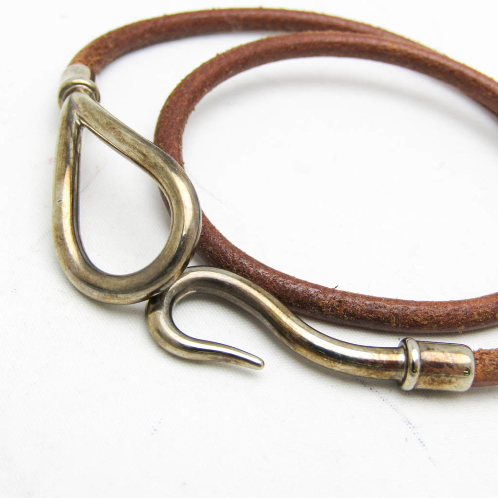 Metal leather bangle Hermes - 4