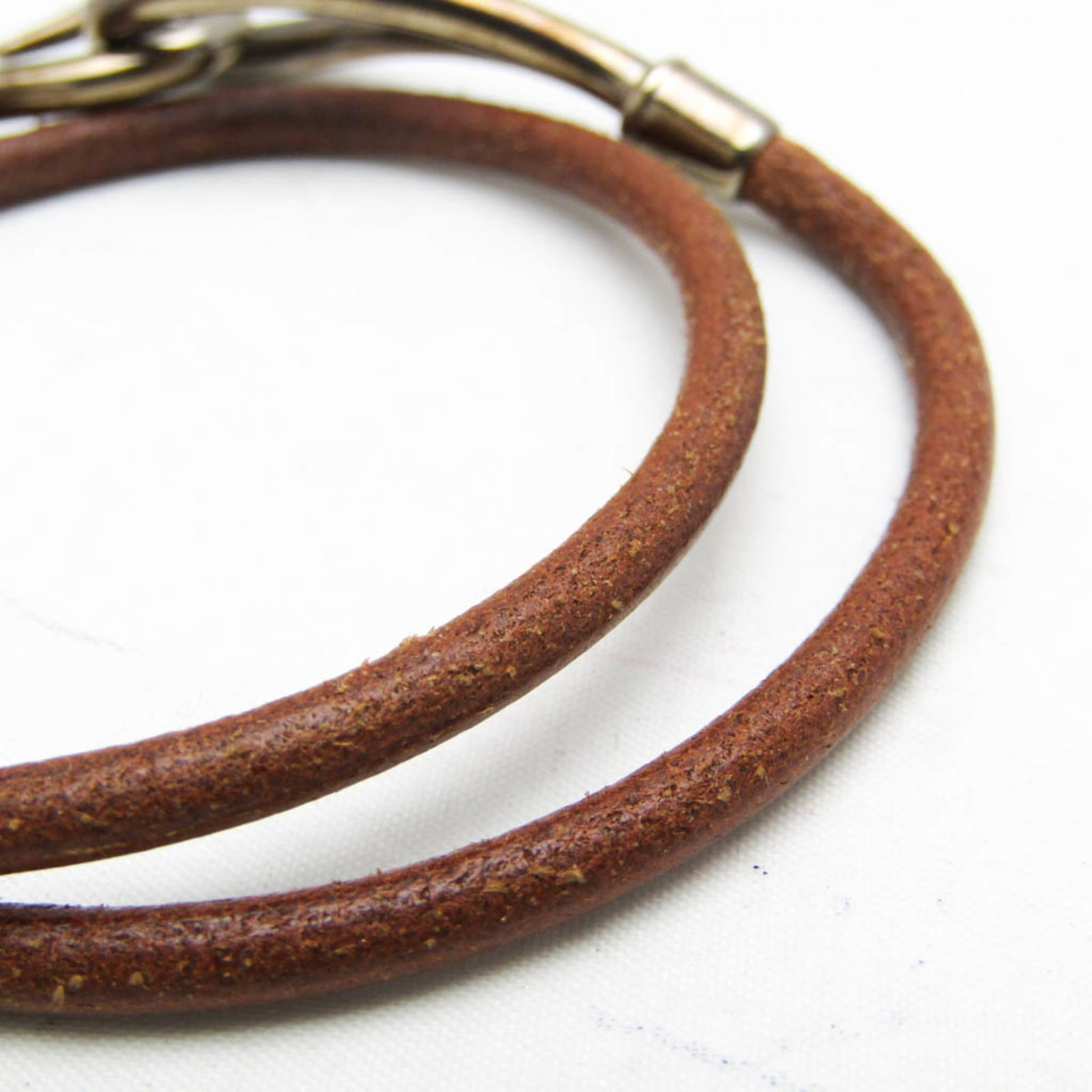 Metal leather bangle Hermes - 6