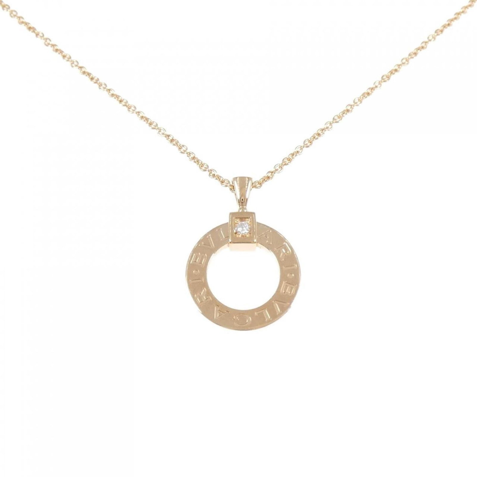 Bvlgari Necklace: Bvlgari Necklace Pink gold (18K) Bvlgari necklace featuring a diamond pendant, weighing 14.2g / 0.5oz, with a pendant size of 29.5mm x 20.9mm and a neck circumference range of 38 cm - 45 cm. The neckl