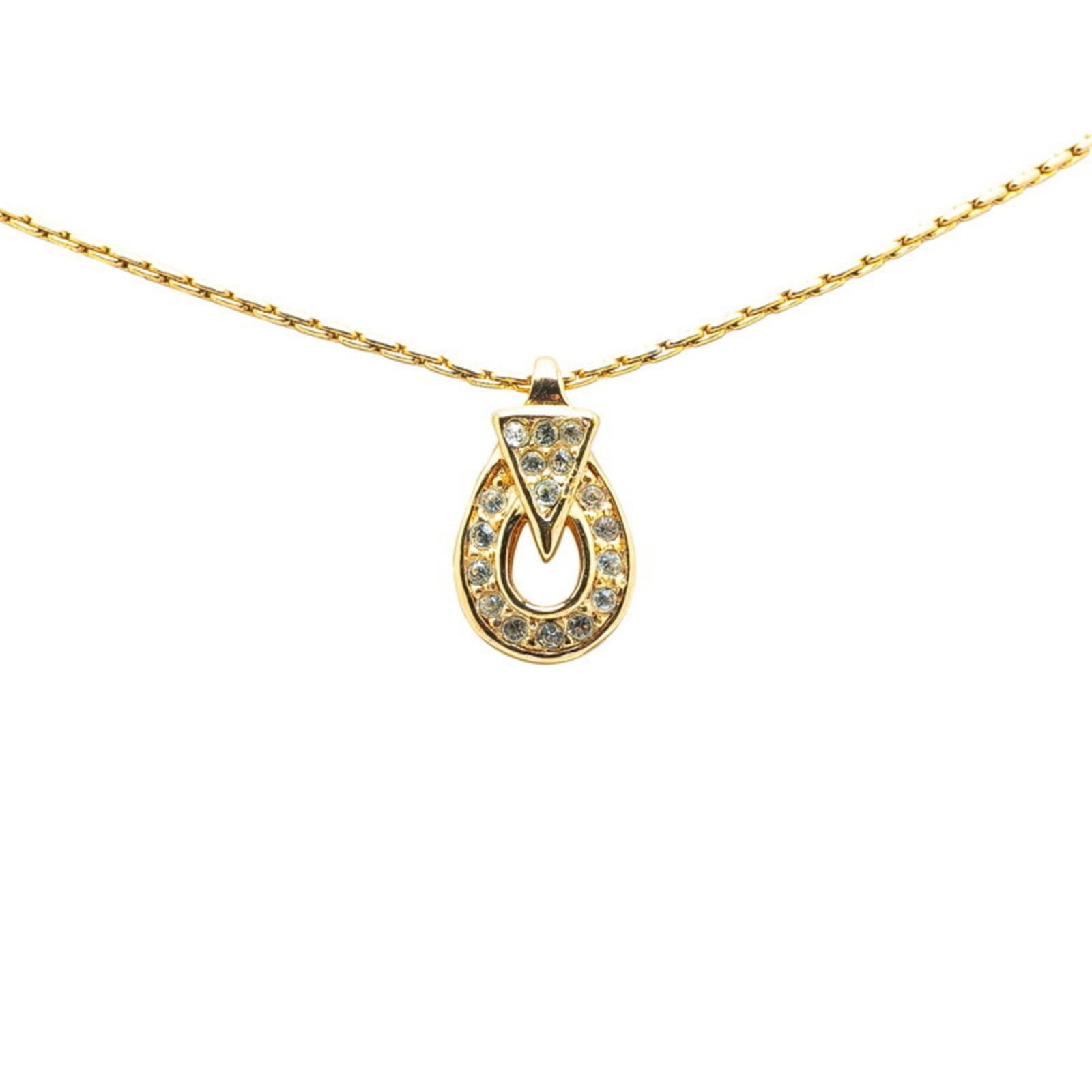 Christian Dior For Women Pendant Necklace Gold Plated Rhinestones: Christian Dior For Women Pendant Necklace Gold Plated Rhinestones Christian Dior's iconic design shines in this gold plated rhinestone pendant necklace, featuring a striking combination of luxury and 