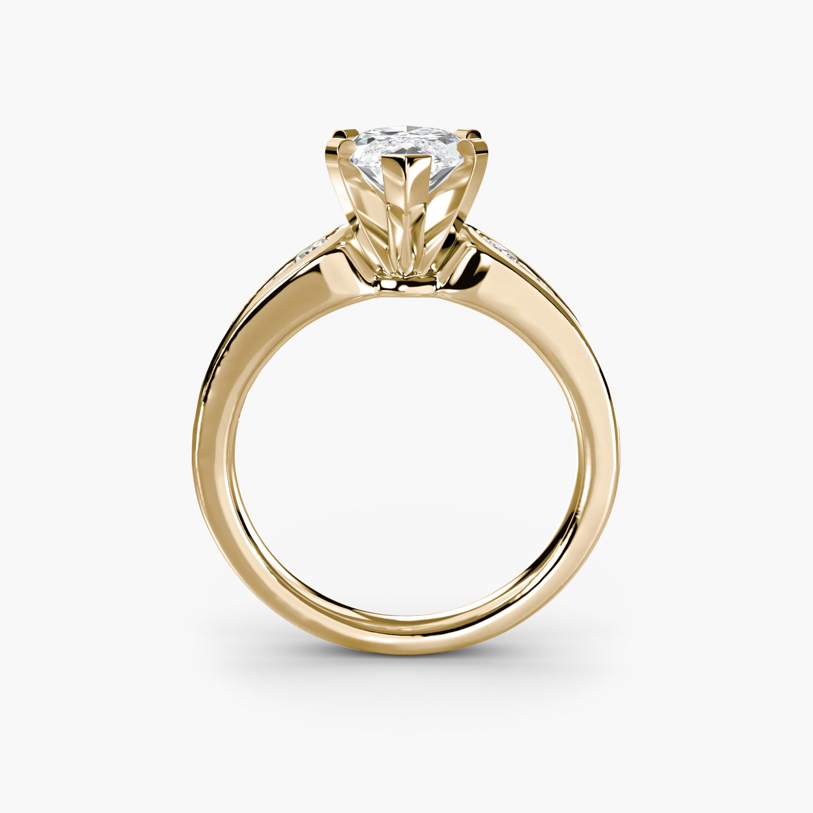 Pave Marquise 18Kt Yellow Gold Ring Setting: Pave Marquise 18Kt Yellow Gold Ring Setting Pave marquise 18Kt yellow gold ring setting with 12 side stones totaling 0.341 carats, showcasing a beautiful combination of intricate design and subtle spa