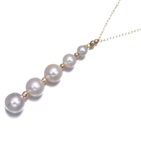 Yellow Gold Akoya Pearl Necklace 750 18K Station Ydrop 4.2-7.8Mm: Yellow Gold Akoya Pearl Necklace 750 18K Station Ydrop 4.2-7.8Mm Yellow Gold Akoya Pearl Necklace 750 18K Station Ydrop 4.2-7.8Mm features an elegant Y-drop design with a main stone of Akoya pearl, se
