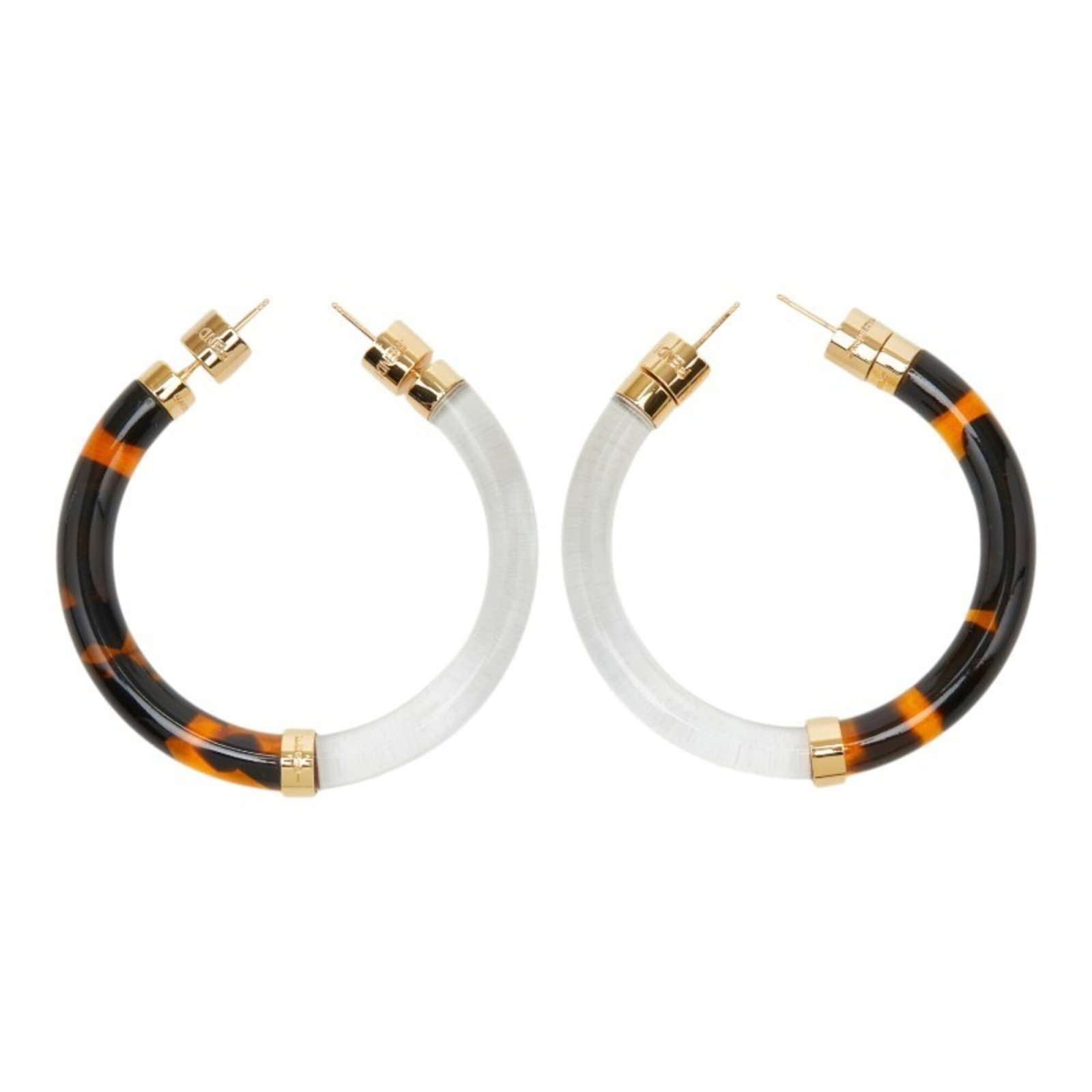 Fendi hoop earrings plastic: Fendi hoop earrings plastic Brown Fendi hoop earrings in excellent used condition, featuring a clear plastic design with subtle gold accents. The earrings have some minor scratches and dirt but