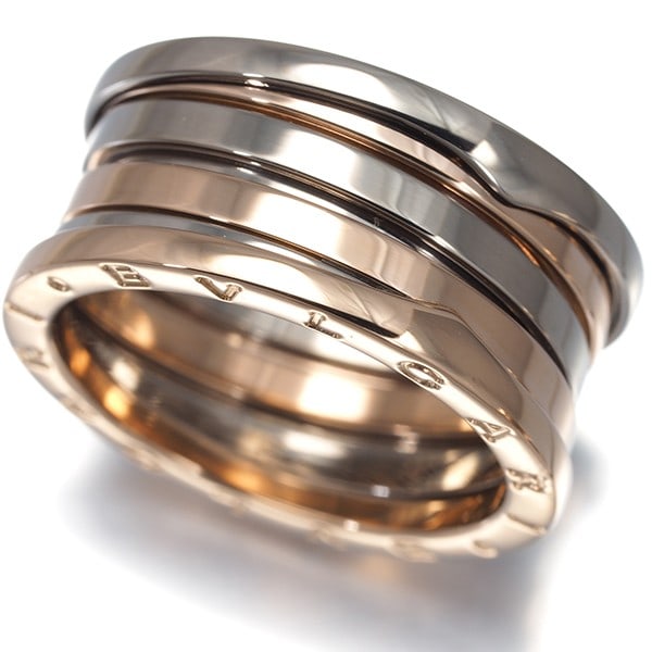 Bvlgari Ring B.Zero1 4-Band Bicolor Eu64 18K 750 Rose Gold/ Wg: Bvlgari Ring B.Zero1 4-Band Bicolor Eu64 18K 750 Rose Gold/ Wg Multi-tone gold metal construction, featuring a unique 4-band design with bicolor hues, adds an eye-catching touch to this B.Zero1 ring f