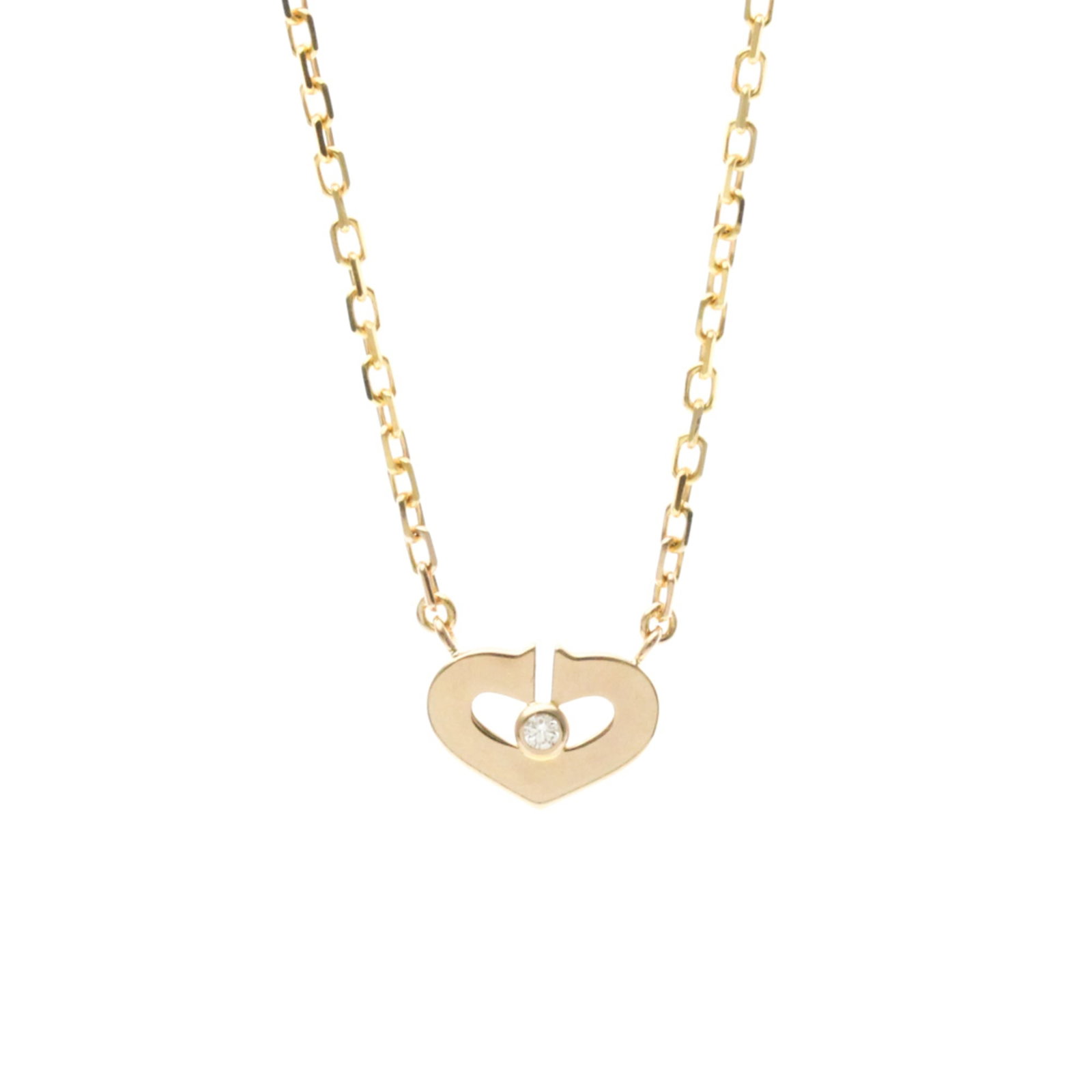 Cartier C Heart Necklace 1P Diamond Pink Gold (18K) Diamond Womenmen Fashion Pendant Necklace (Pink: Cartier C Heart Necklace 1P Diamond Pink Gold (18K) Diamond Womenmen Fashion Pendant Necklace (Pink Cartier C Heart Necklace in Pink Gold features a 4.2g diamond pendant suspended from an 18K pink