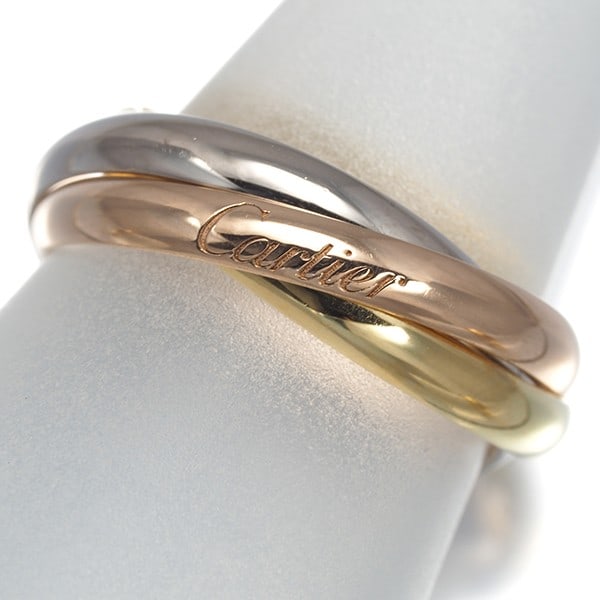 Cartier Ring Trinity 3Color Sm Eu55 18K 750 Yellow White Rose Gold: Cartier Ring Trinity 3Color Sm Eu55 18K 750 Yellow White Rose Gold 18k Yellow, White, and Rose Gold Trinity Ring in EU55 Size. This Cartier ring showcases a unique multi-tone gold design with no main