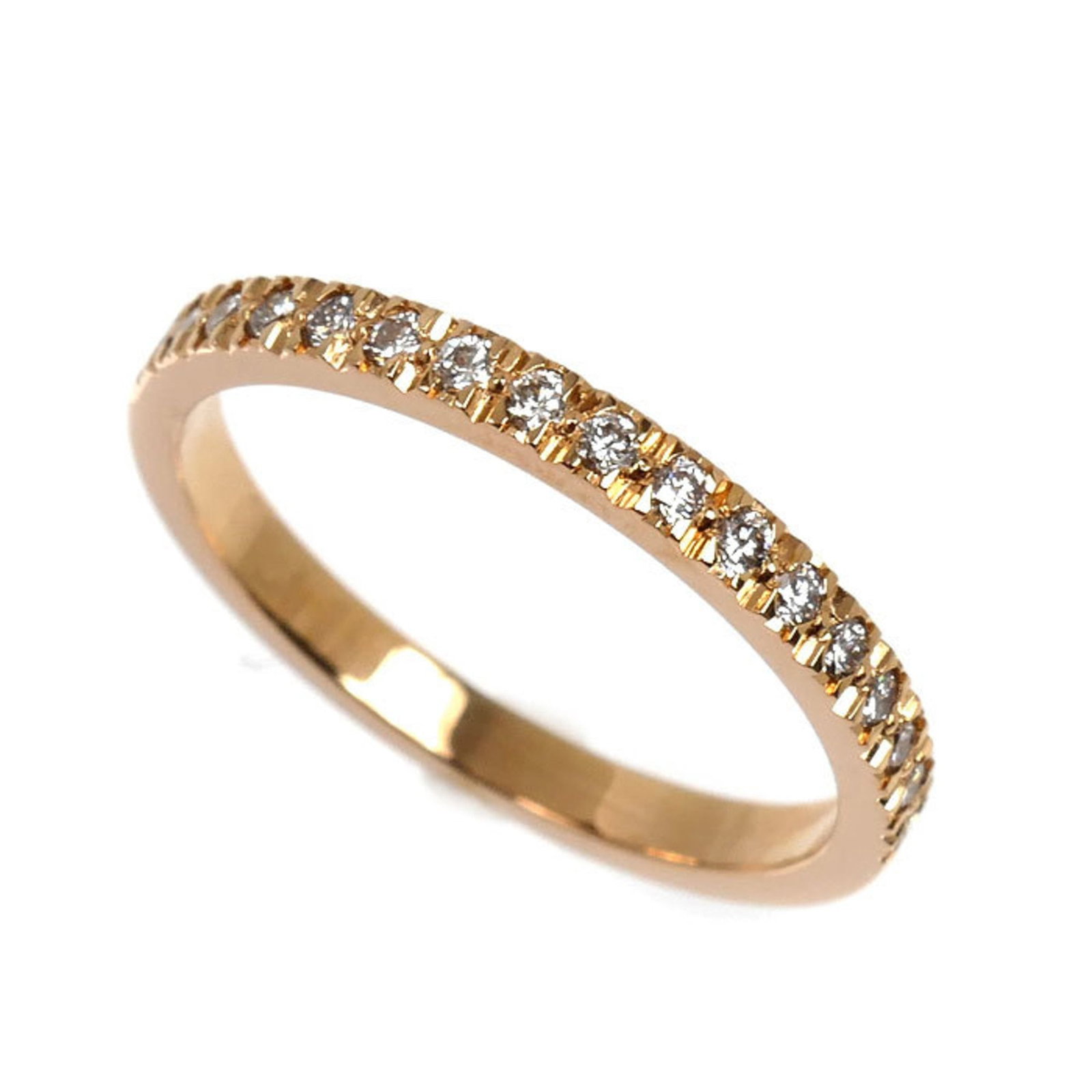 Pink Gold Ring Band Tiffany: Pink Gold Ring Band Tiffany Pink Gold Ring Band Tiffany features a diamond stone set in 18K pink gold, with a brand size of 53 and US size 6.5. The ring band has traces of usage, scratches, and dirt, 